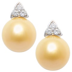 Ella Gafter 16mm Golden Pearl Diamond Clip-on Earrings 