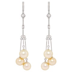 Ella Gafter Boucles d'oreilles chandelier à pampilles en perles dorées et diamants