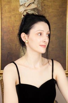 Golden Pearl Diamond Clip-on Earrings Crown Design by Ella Gafter