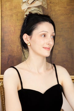 Golden Pearl 16mm Diamond Clip-on Earrings Design by Ella Gafter