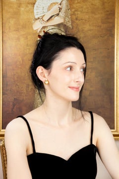 Golden Pearl Diamond Clip-on Earrings Stud Design by Ella Gafter