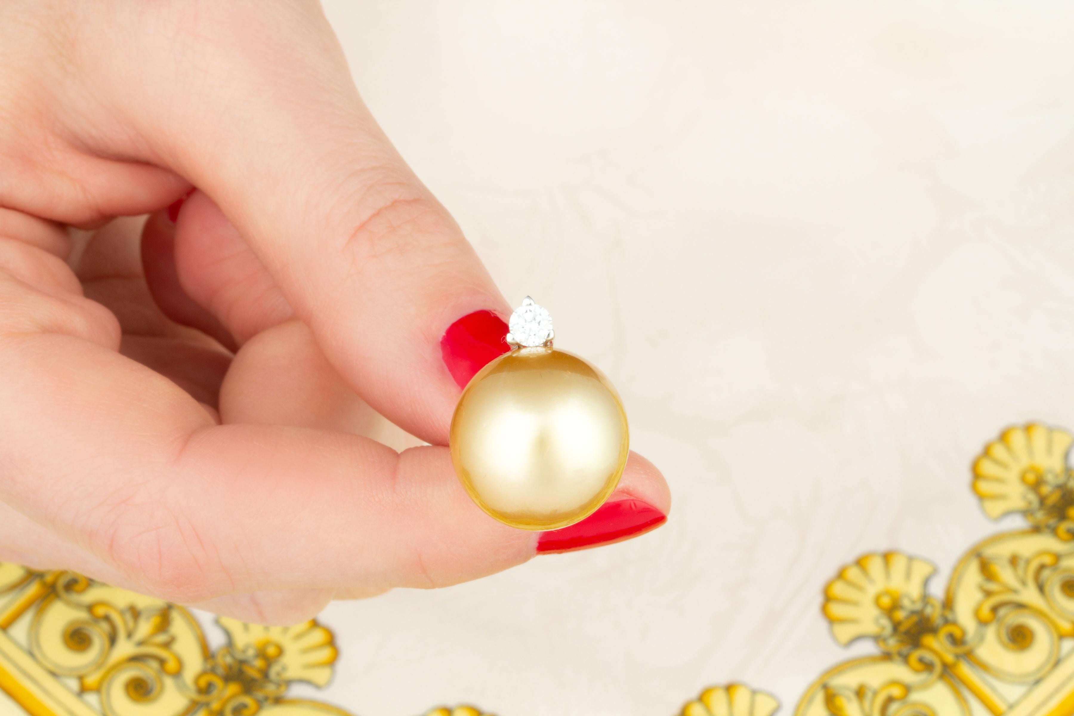 Ella Gafter Goldene Perlen-Diamant-Ohrclips Damen im Angebot
