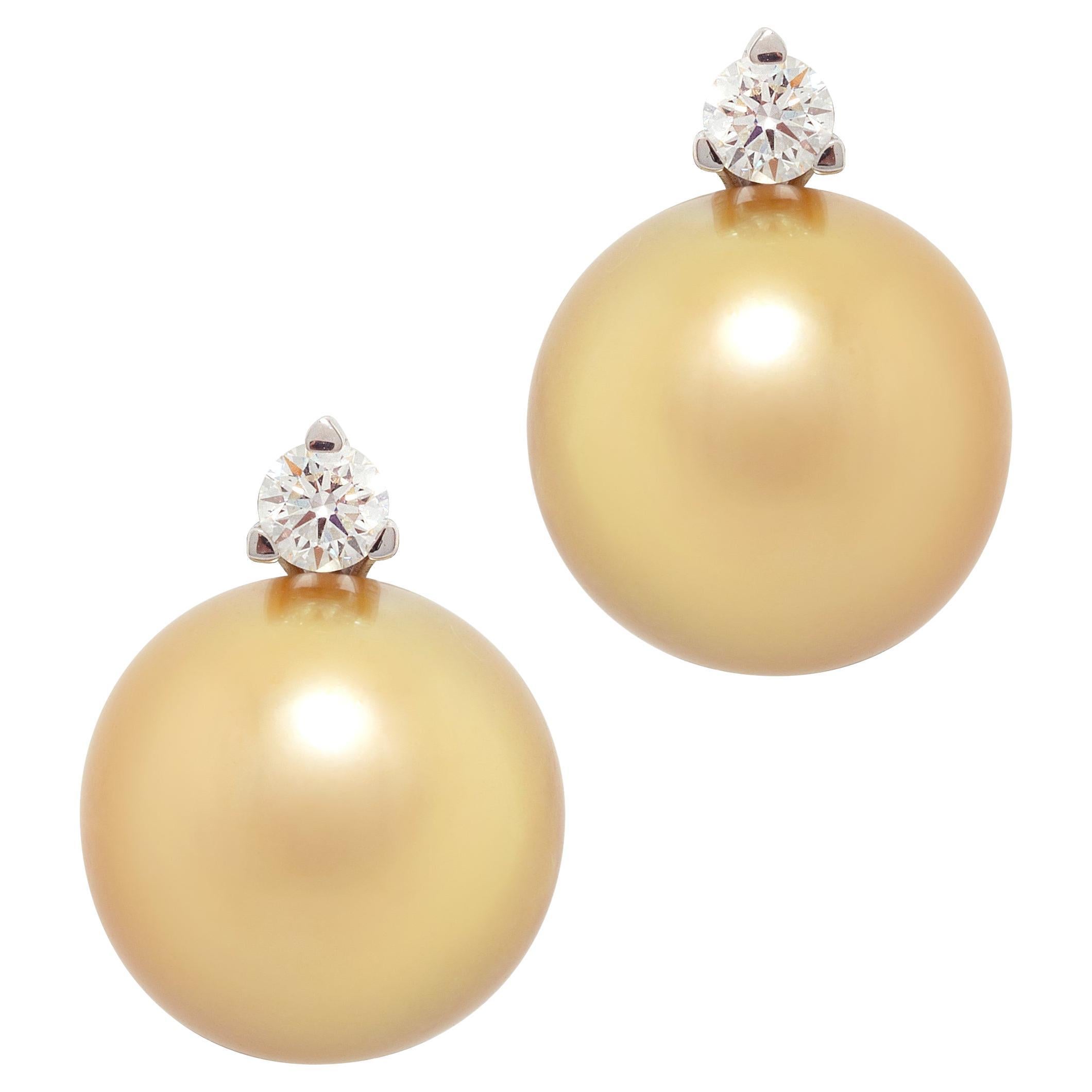 Ella Gafter Golden Pearl Diamond Clip-on Earrings