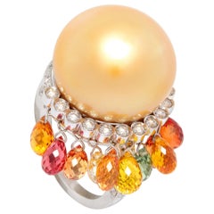 Ella Gafter Golden Pearl Diamond Cocktail Ring
