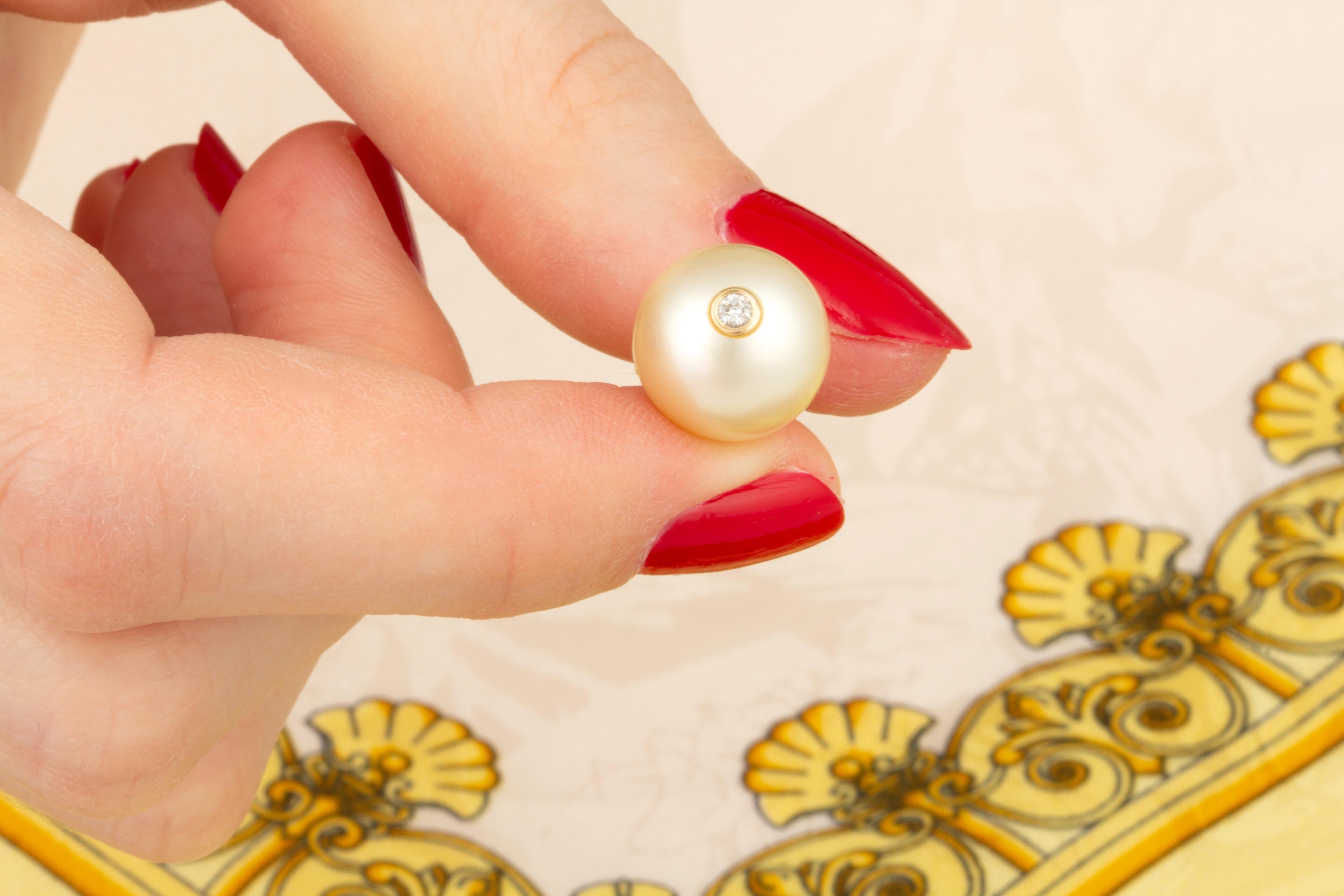 Ella Gafter Golden Pearl Diamond Earrings For Sale 1