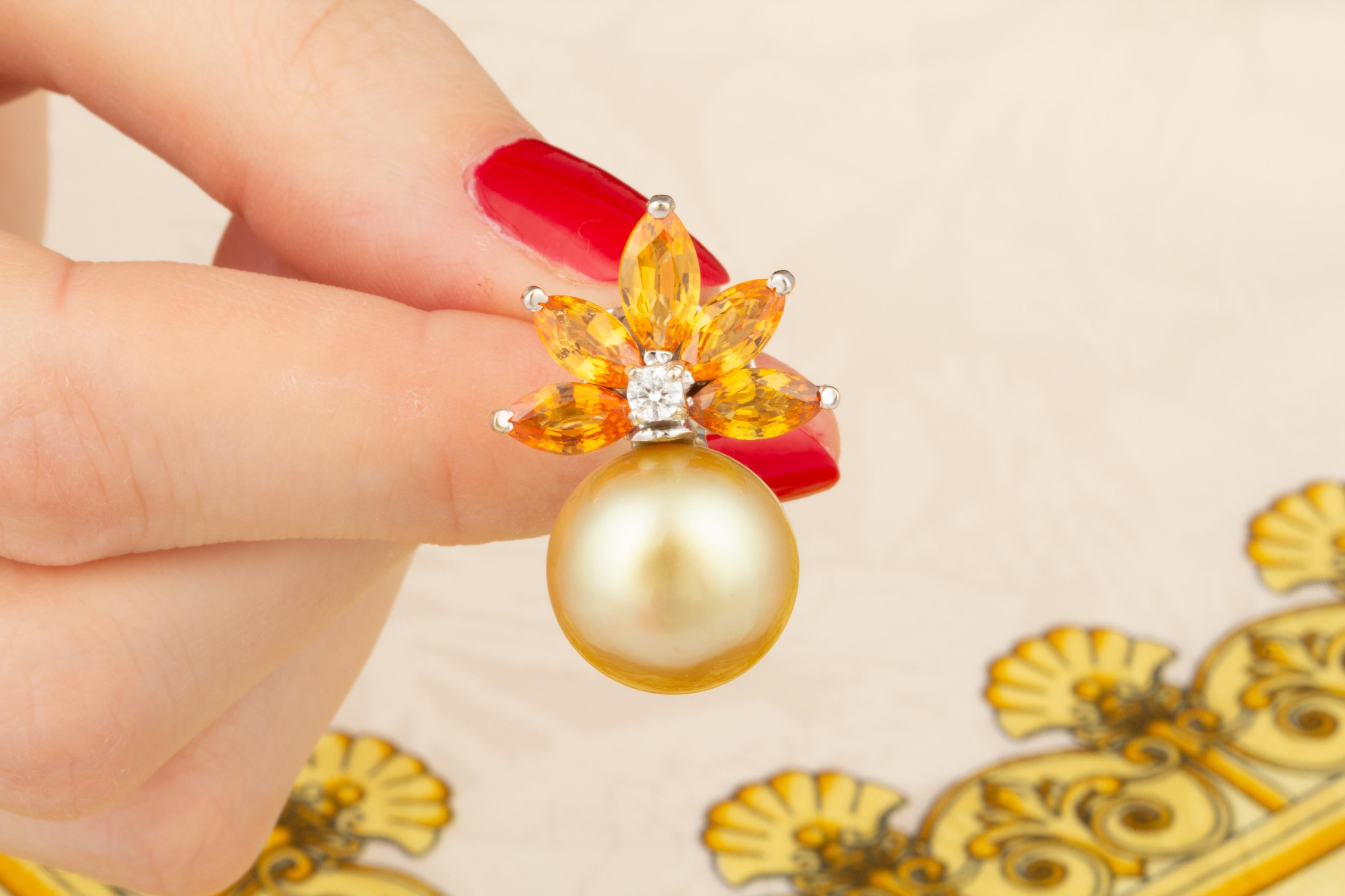 Ella Gafter Goldene Perlen-Saphir-Ohrringe im Zustand „Neu“ im Angebot in New York, NY