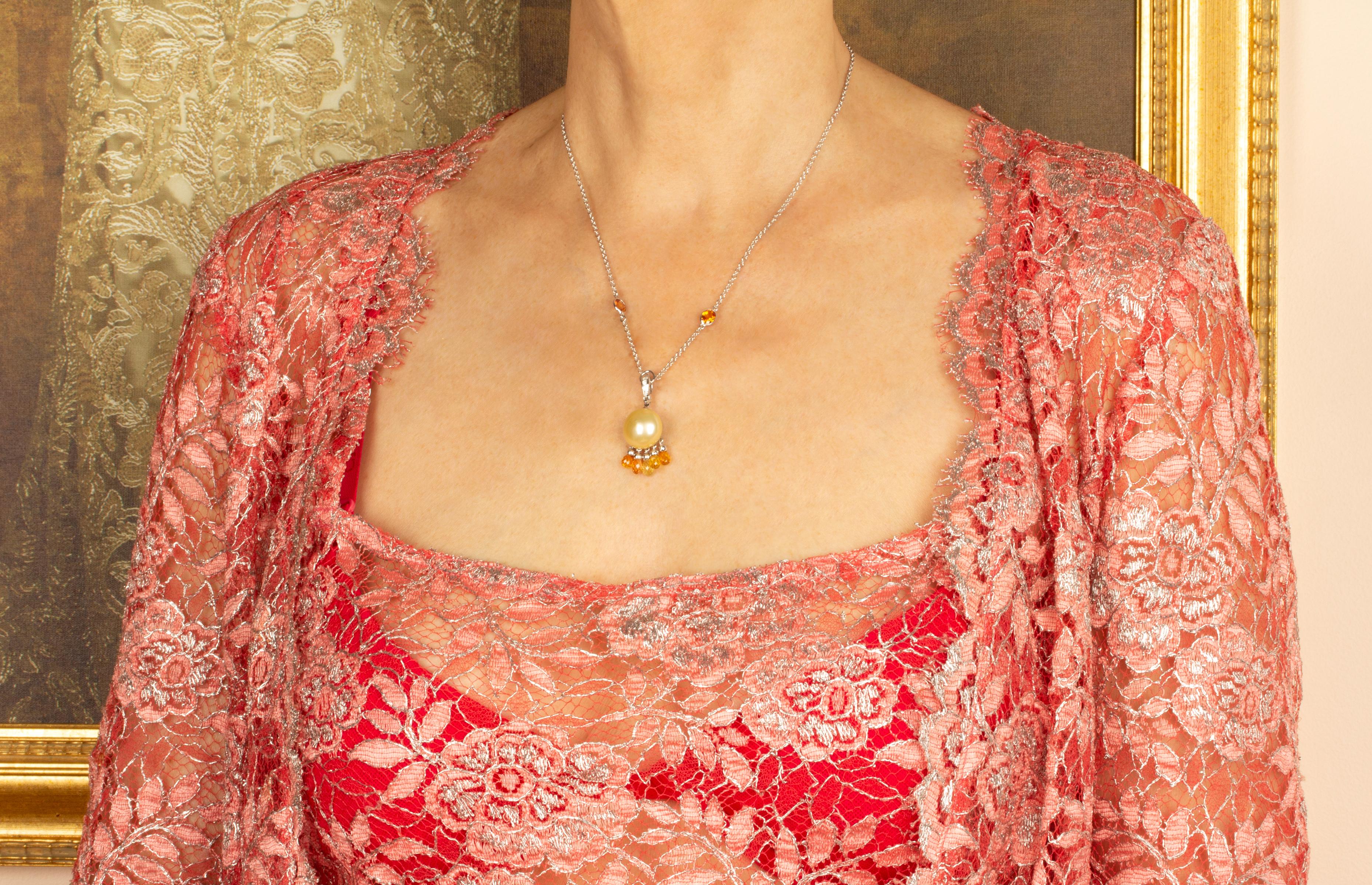 Artist Ella Gafter Golden Pearl Necklace For Sale