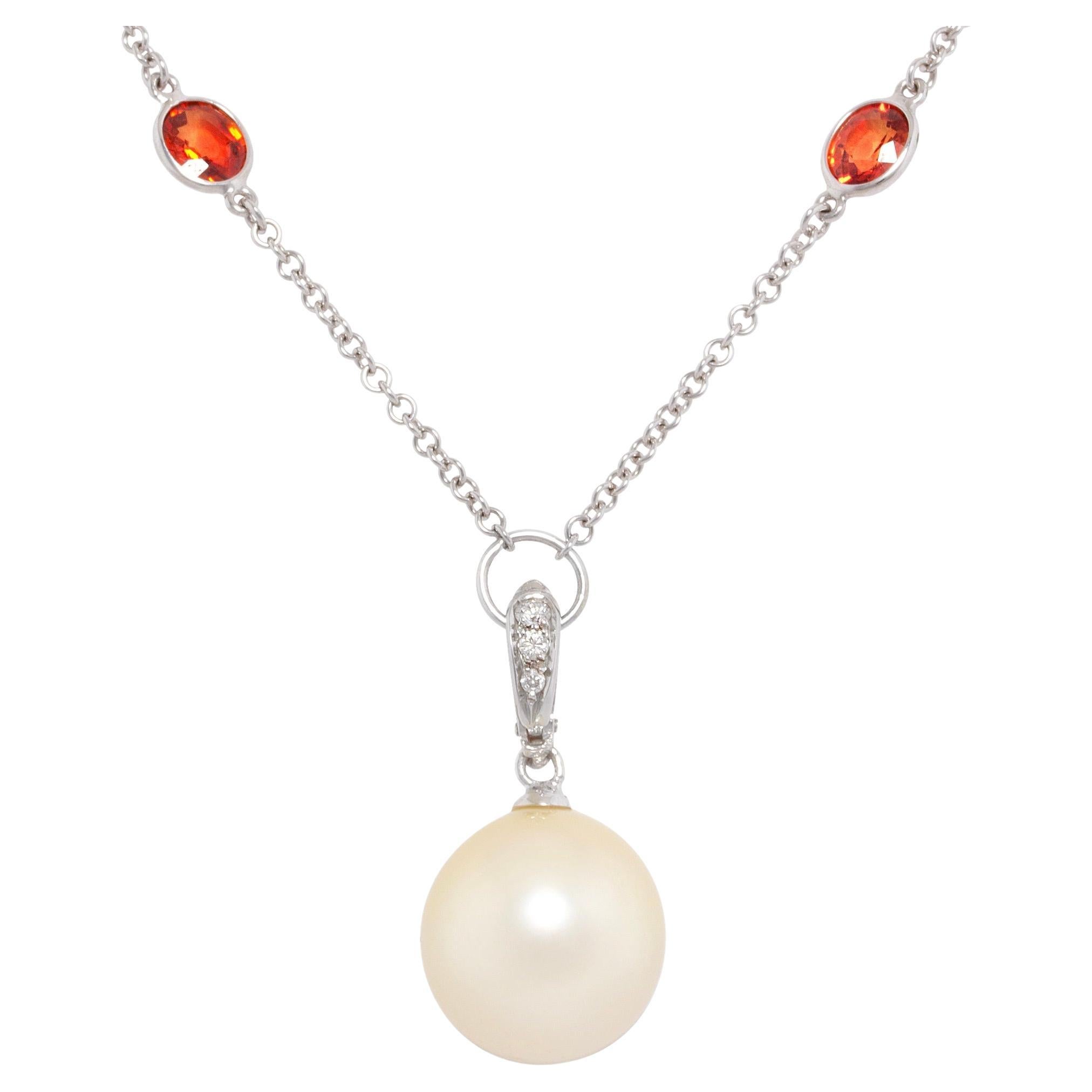 Ella Gafter Golden Pearl Sapphire Diamond Pendant For Sale