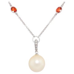 Golden Pearl Sapphire Pendant Chain Necklace Design by Ella Gafter