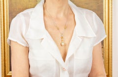 Golden Pearl Yellow Sapphire Diamond Pendant Necklace Design by Ella Gafter