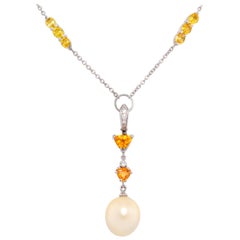 Ella Gafter Golden Pearl Sapphire Pendant Necklace