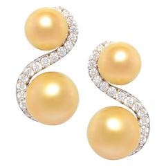 Ella Gafter 15.5mm Golden Pearl Diamond Earrings