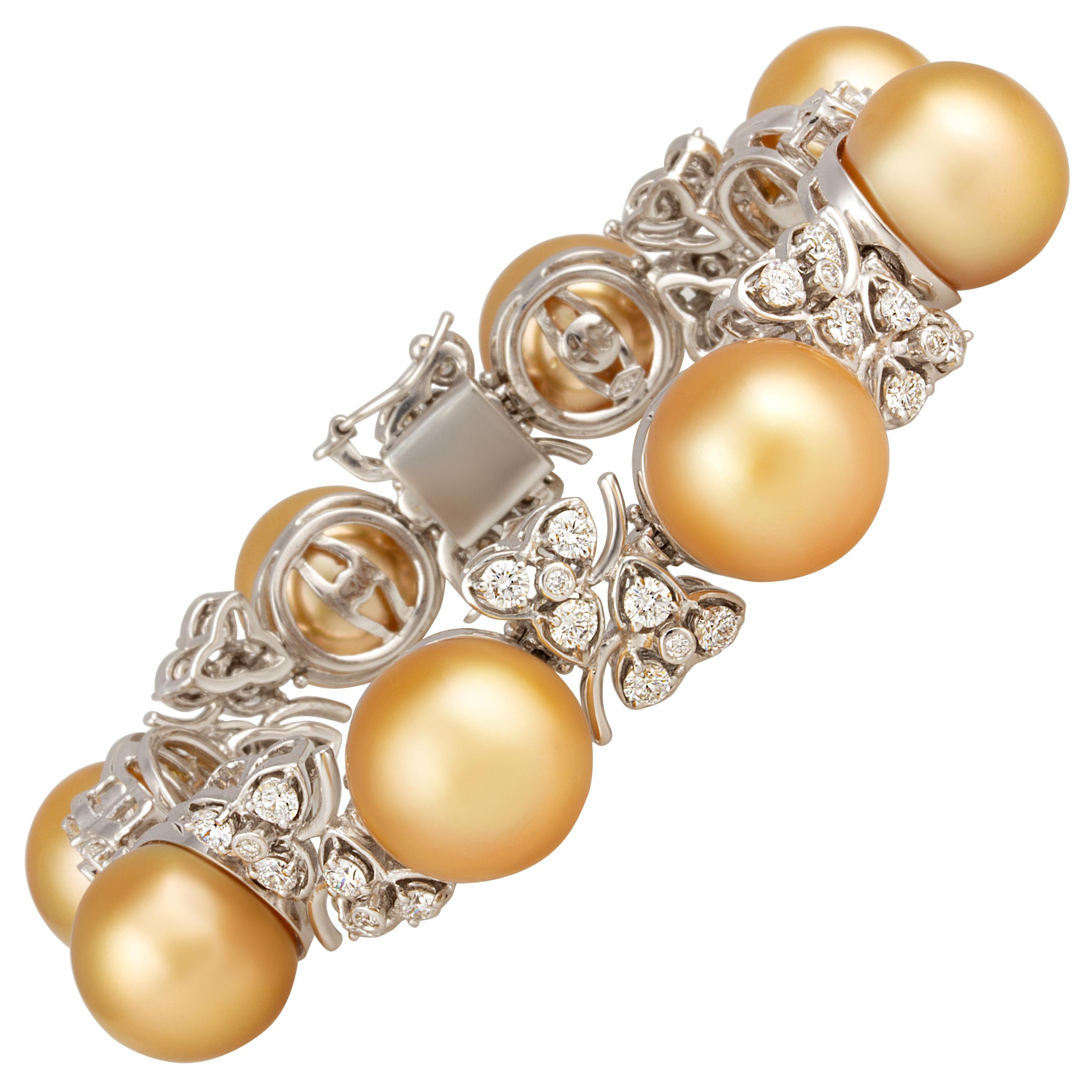 Ella Gafter 14mm Golden Pearl Diamond Cuff Bracelet