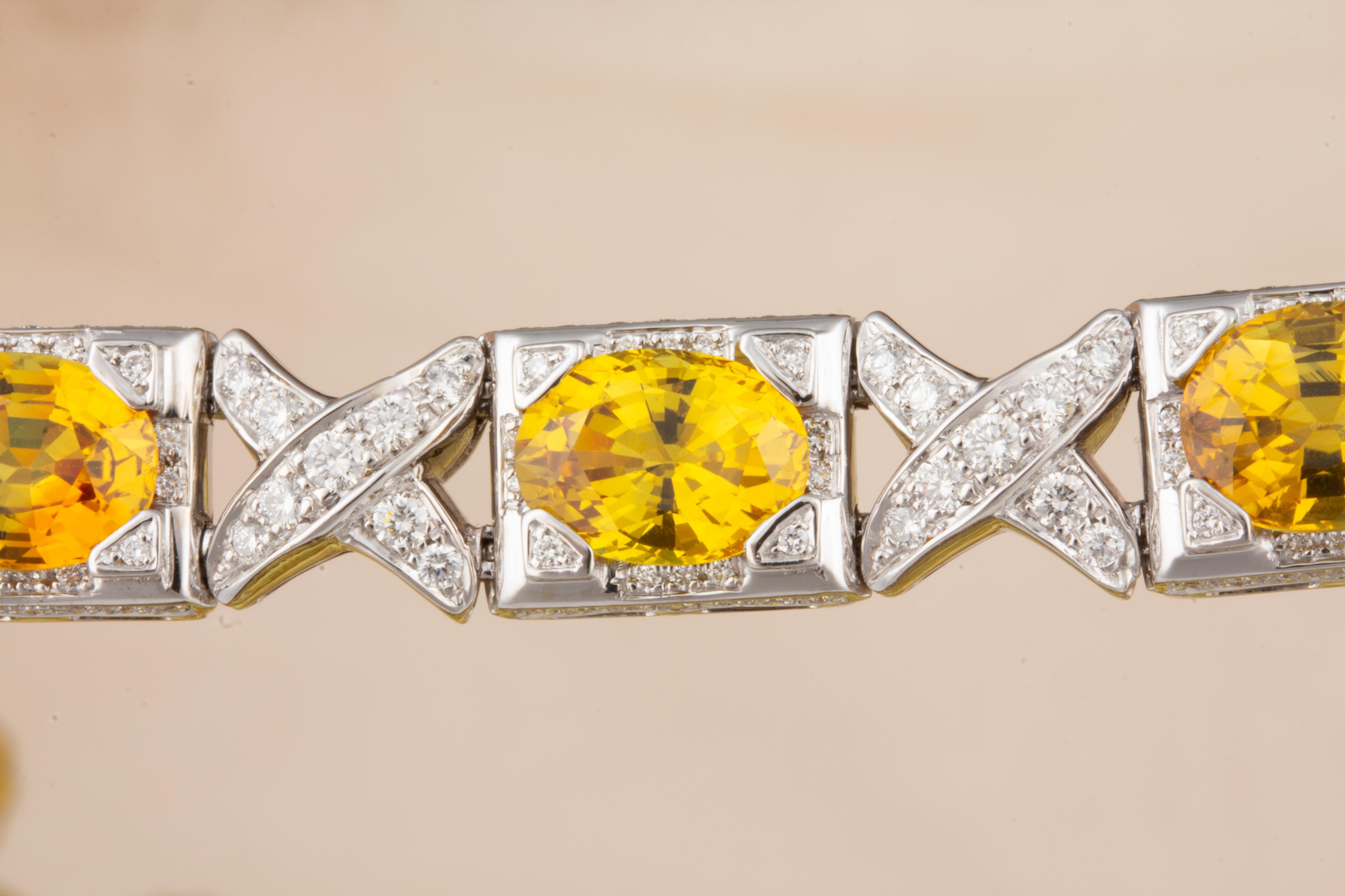 Brilliant Cut Ella Gafter Golden Yellow Sapphire Diamond Bracelet For Sale