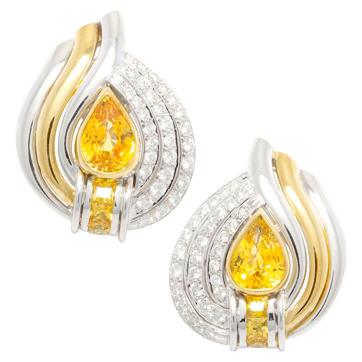 Ella Gafter Golden Yellow Sapphire Diamond Earrings