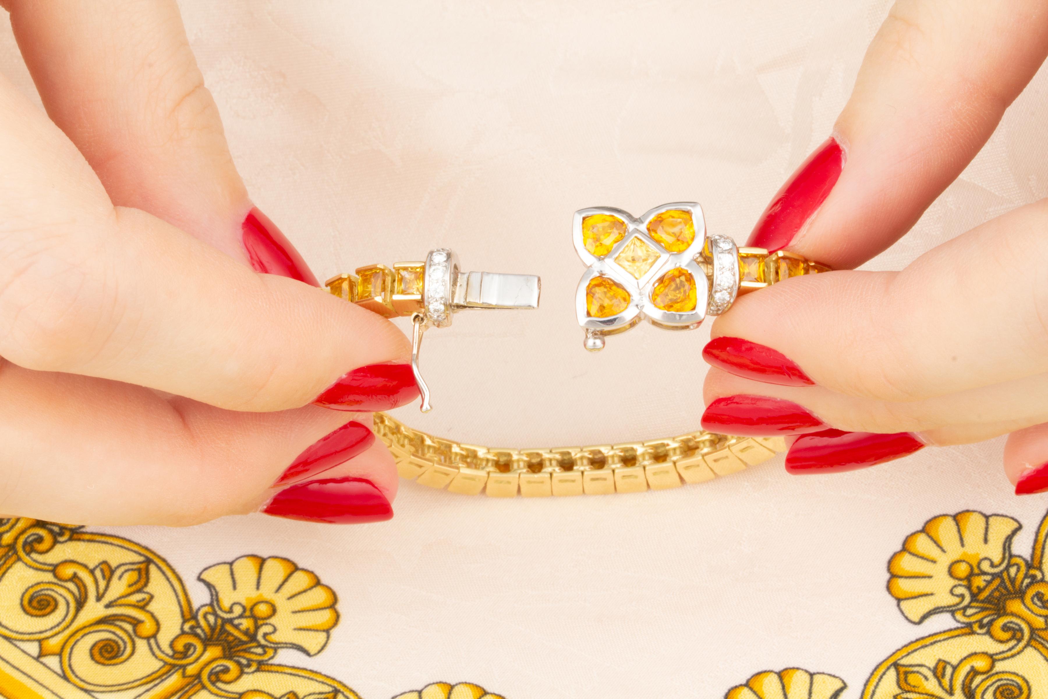 Princess Cut Ella Gafter Golden Yellow Sapphire Color Line Bracelet For Sale