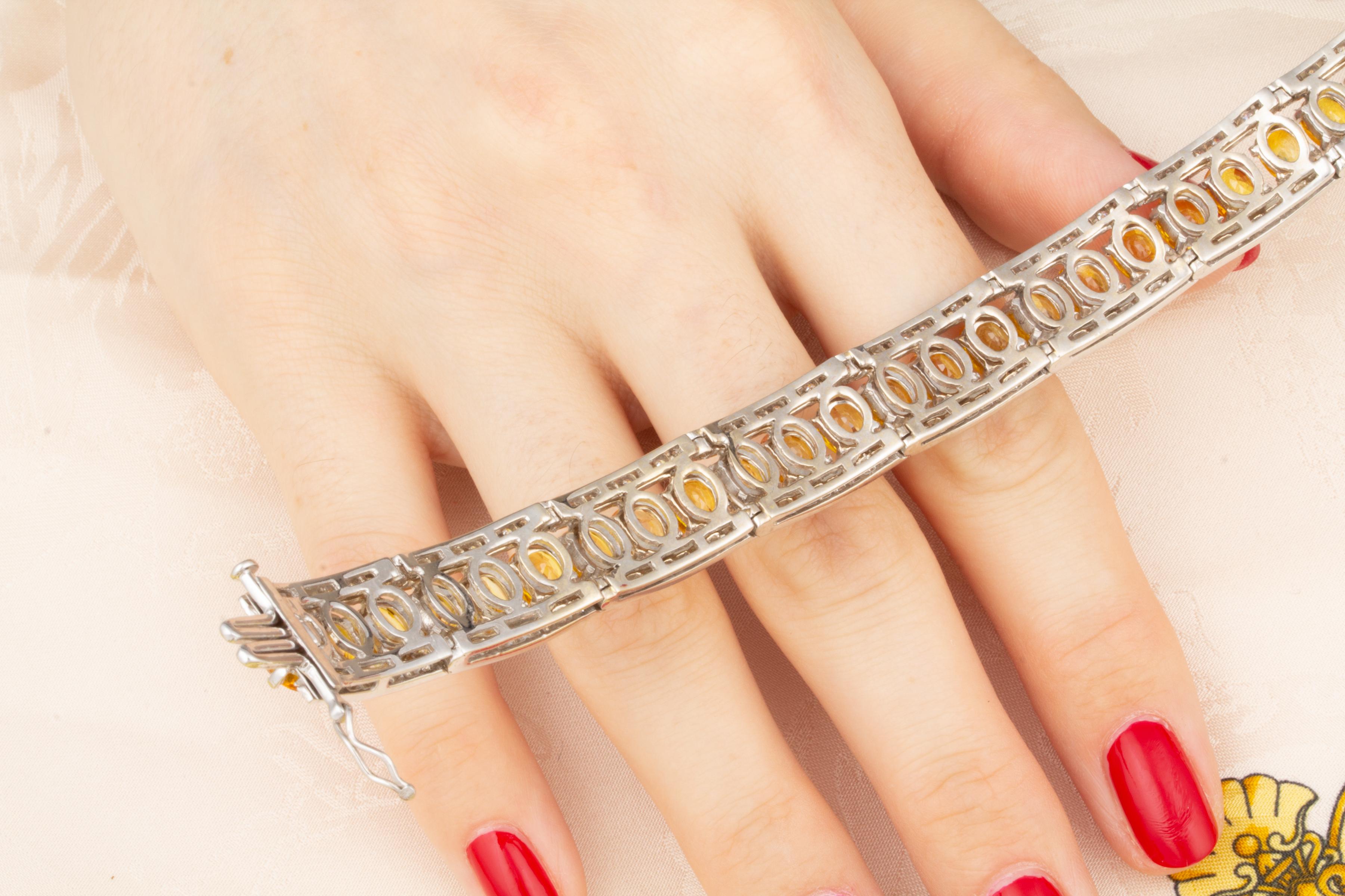 Artist Ella Gafter Golden Yellow Sapphire Diamond Bangle Bracelet For Sale