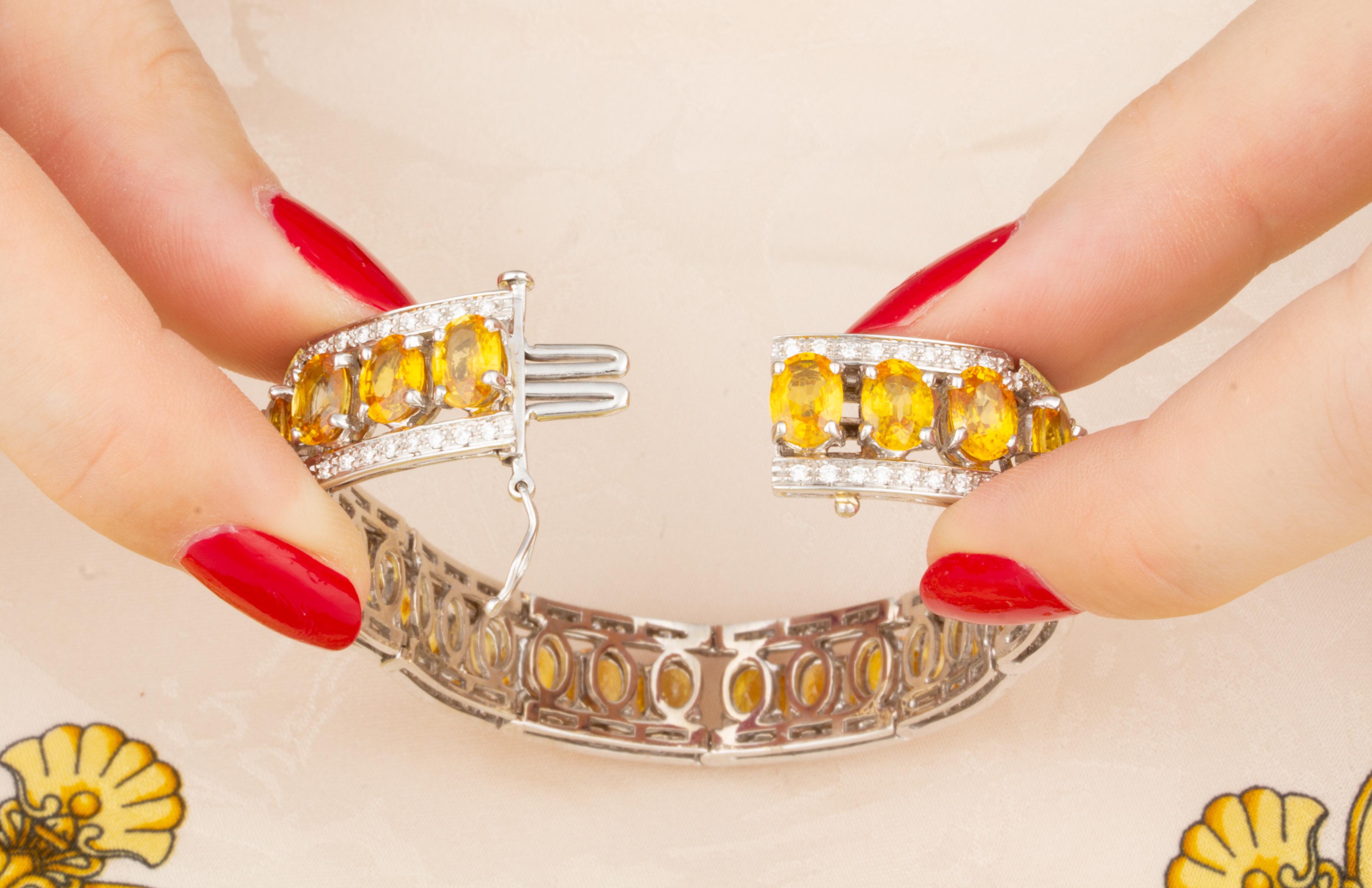 Brilliant Cut Ella Gafter Golden Yellow Sapphire Diamond Bangle Bracelet For Sale