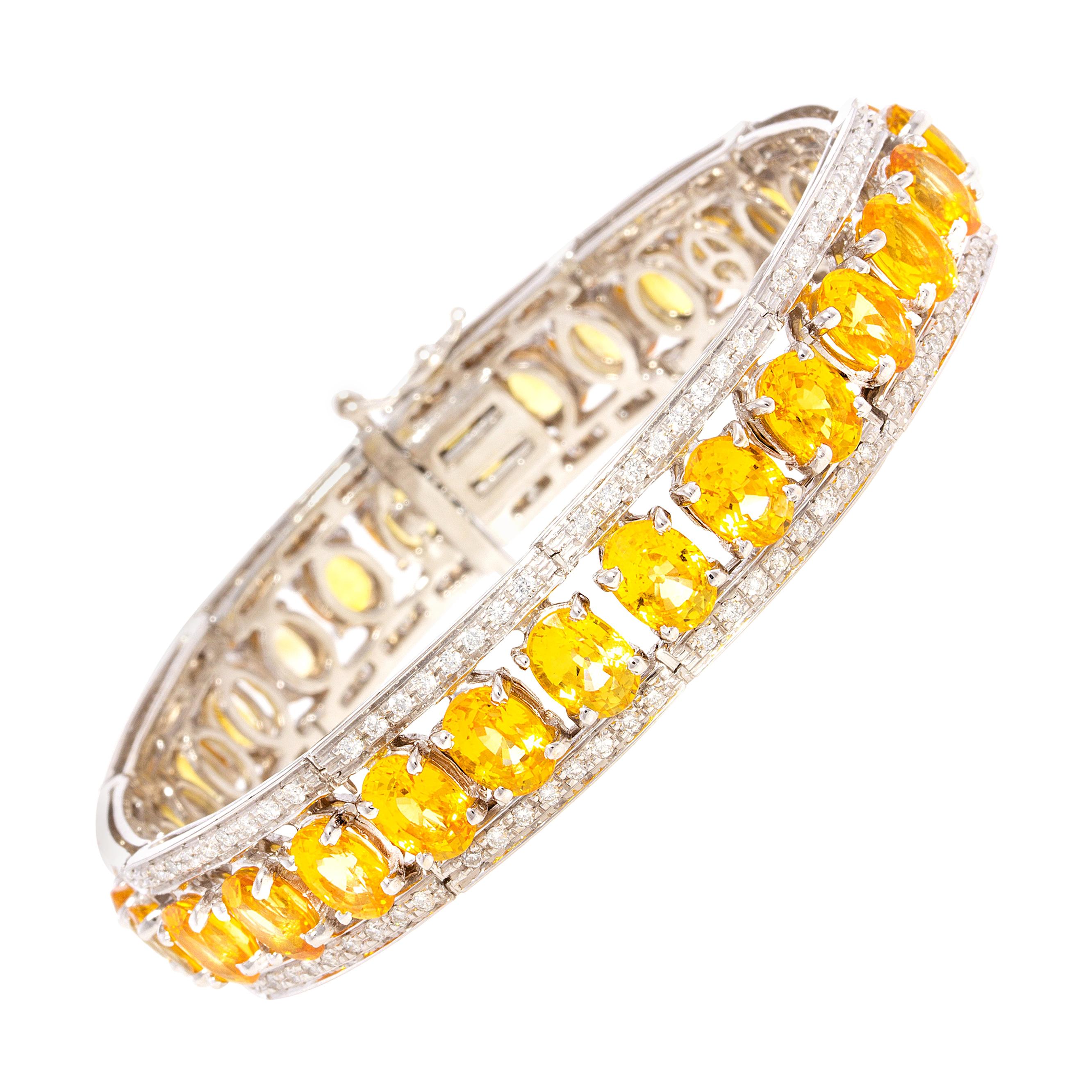Ella Gafter Golden Yellow Sapphire Diamond Bangle Bracelet For Sale