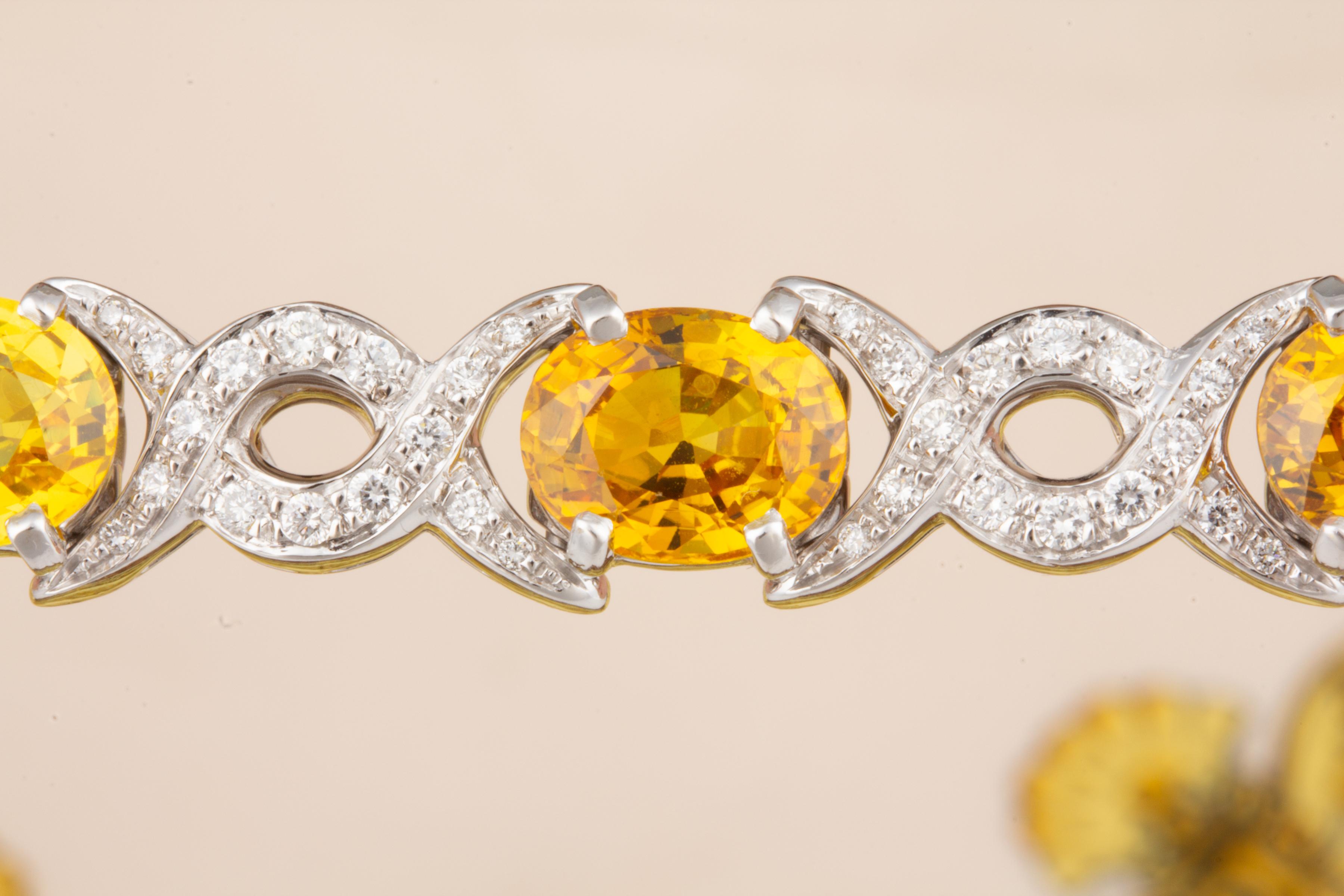 Artist Ella Gafter Golden Yellow Sapphire Diamond Bracelet For Sale