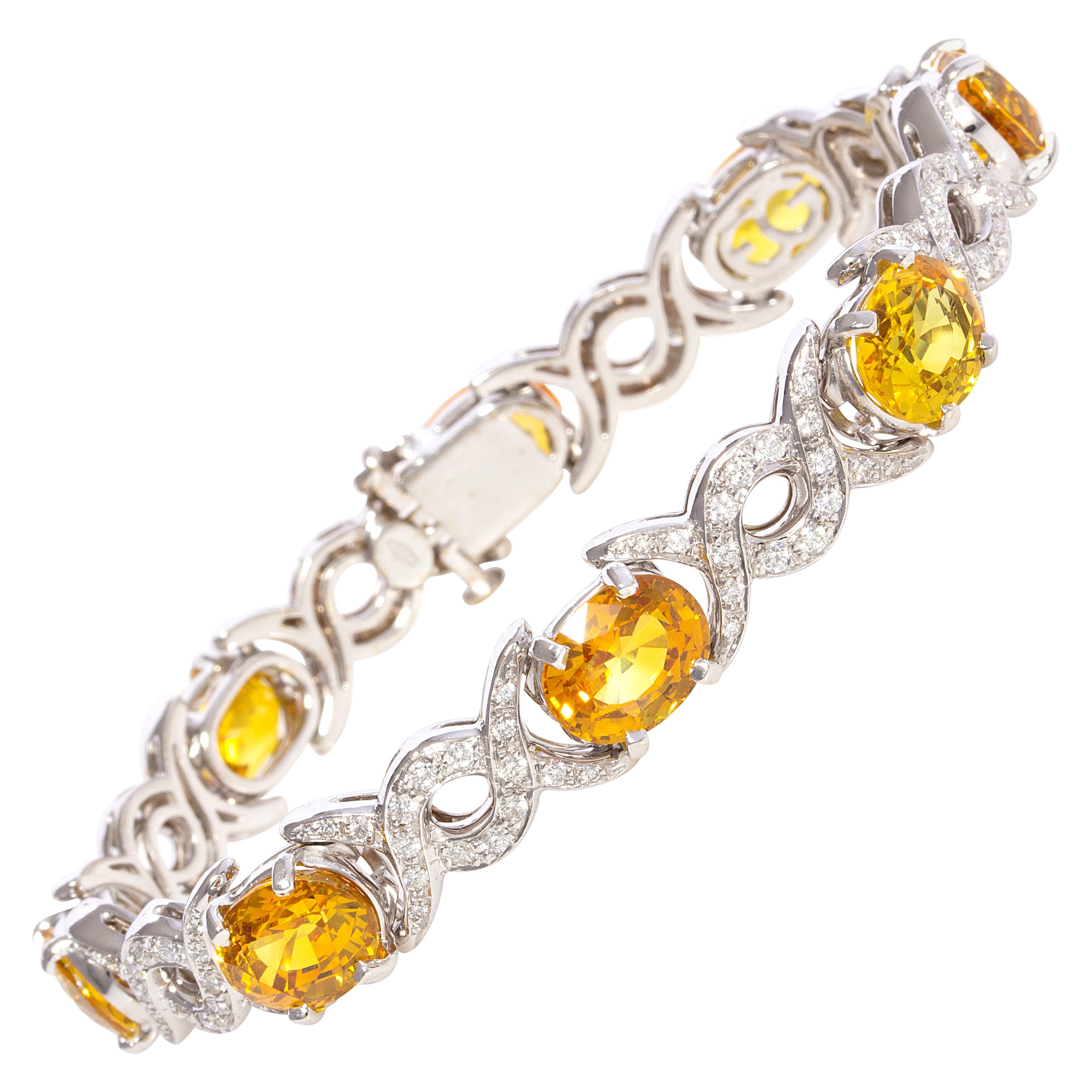Ella Gafter Golden Yellow Sapphire Diamond Bracelet For Sale