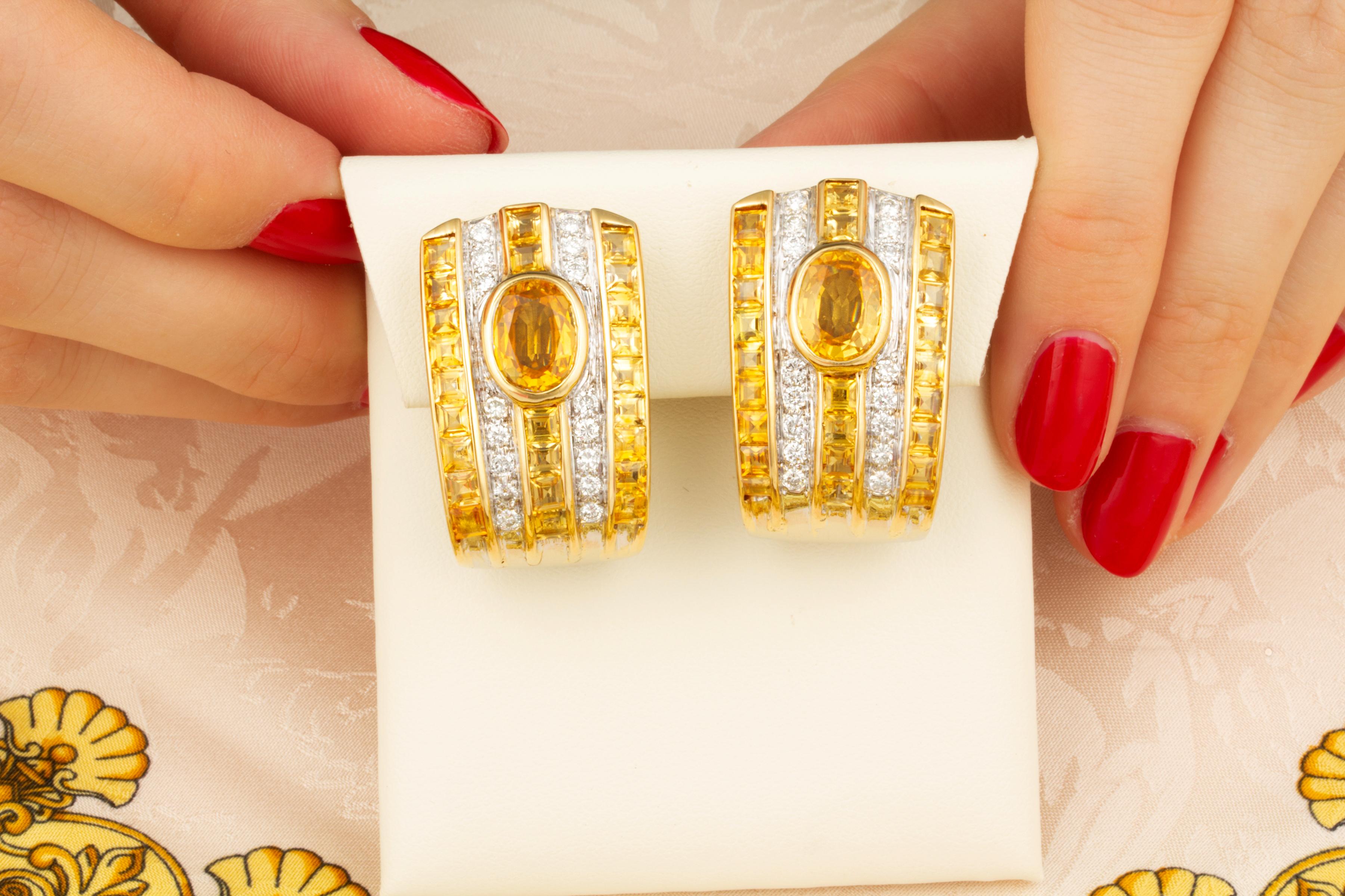 yellow sapphire and diamond earrings