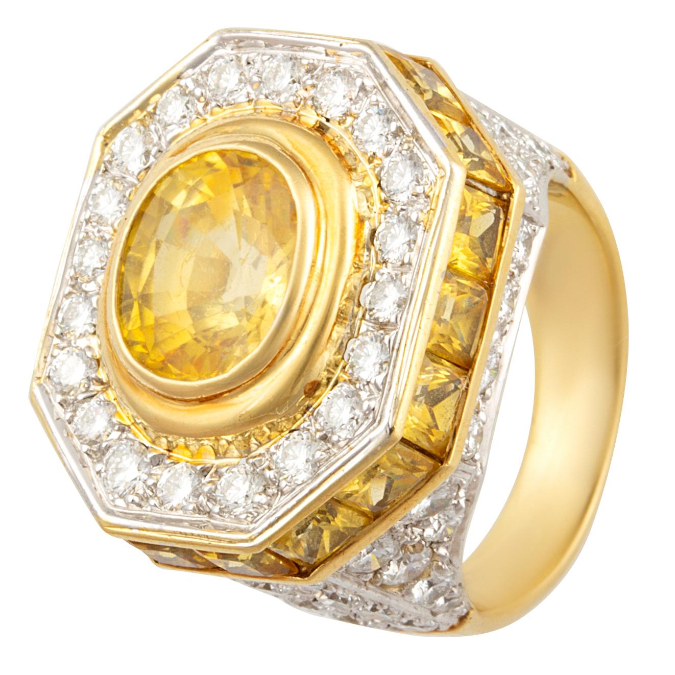 Ella Gafter Yellow Sapphire Diamond Ring For Sale