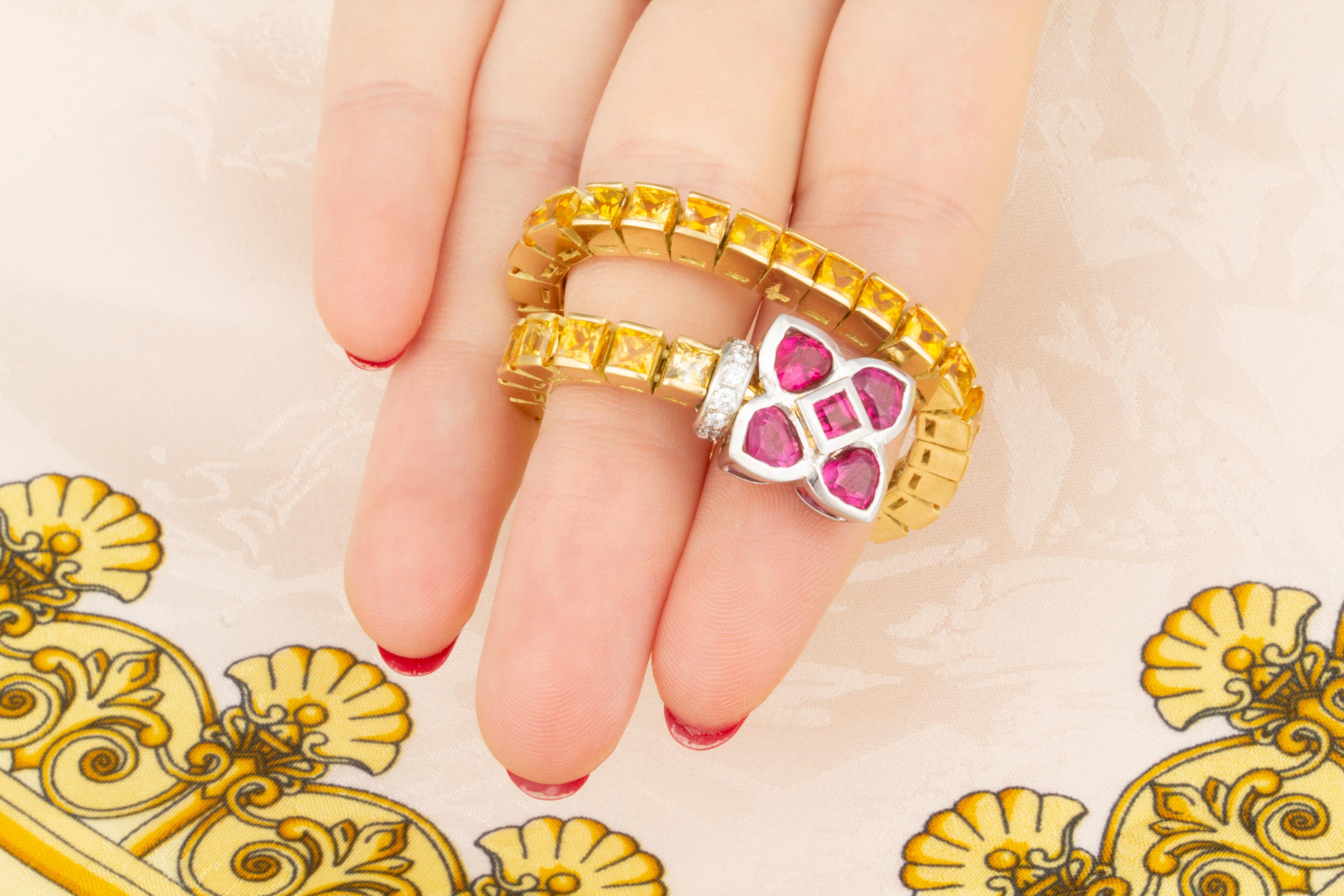 Women's Ella Gafter Golden Yellow Sapphire Diamonds Line Color Bracelet For Sale