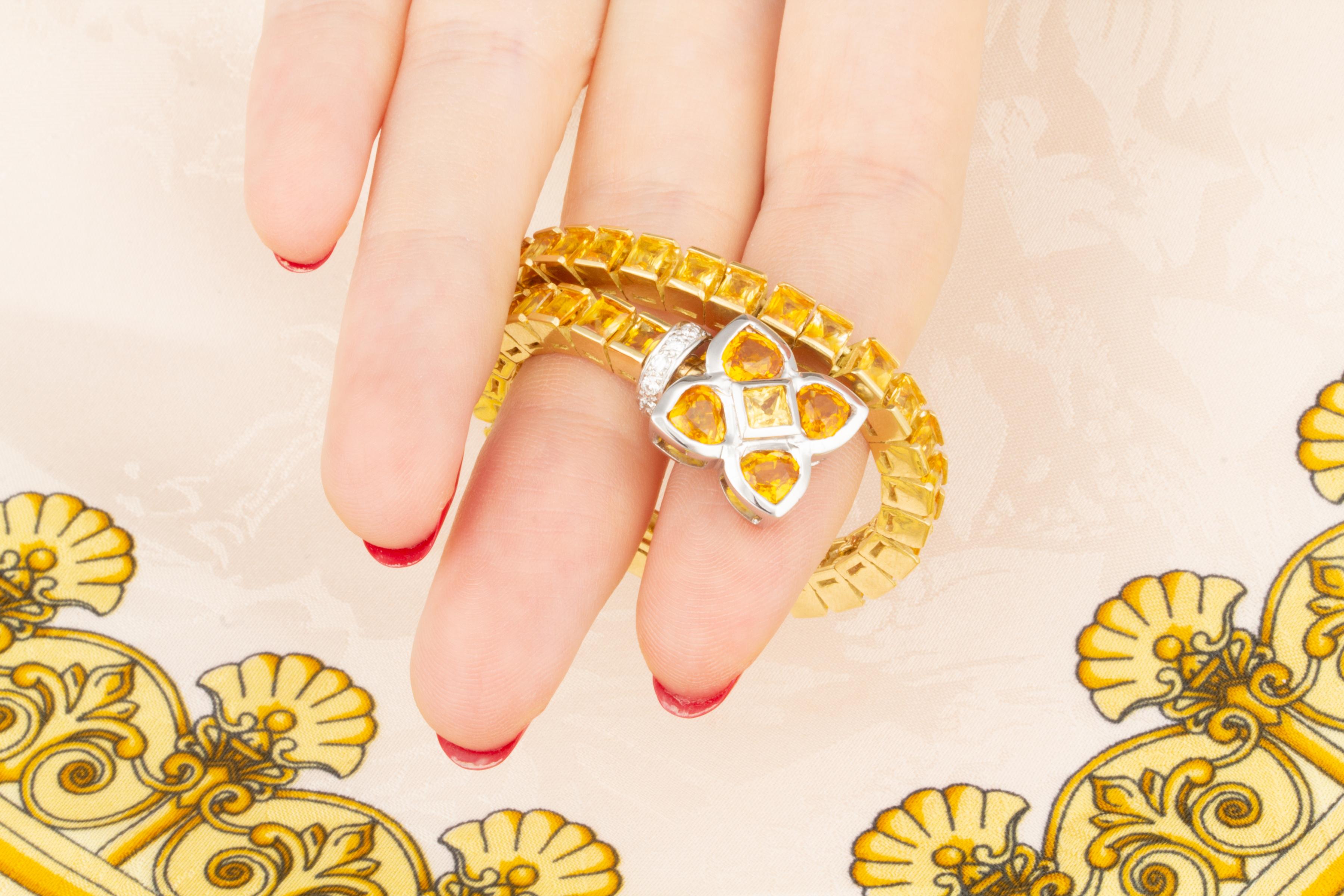 Ella Gafter Bracelet ligne de saphirs jaunes dorés Pour femmes en vente
