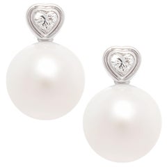 Ella Gafter Heart Shape Diamond Pearl Earrings