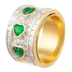 Ella Gafter Heart Shape Emerald Diamond Ring