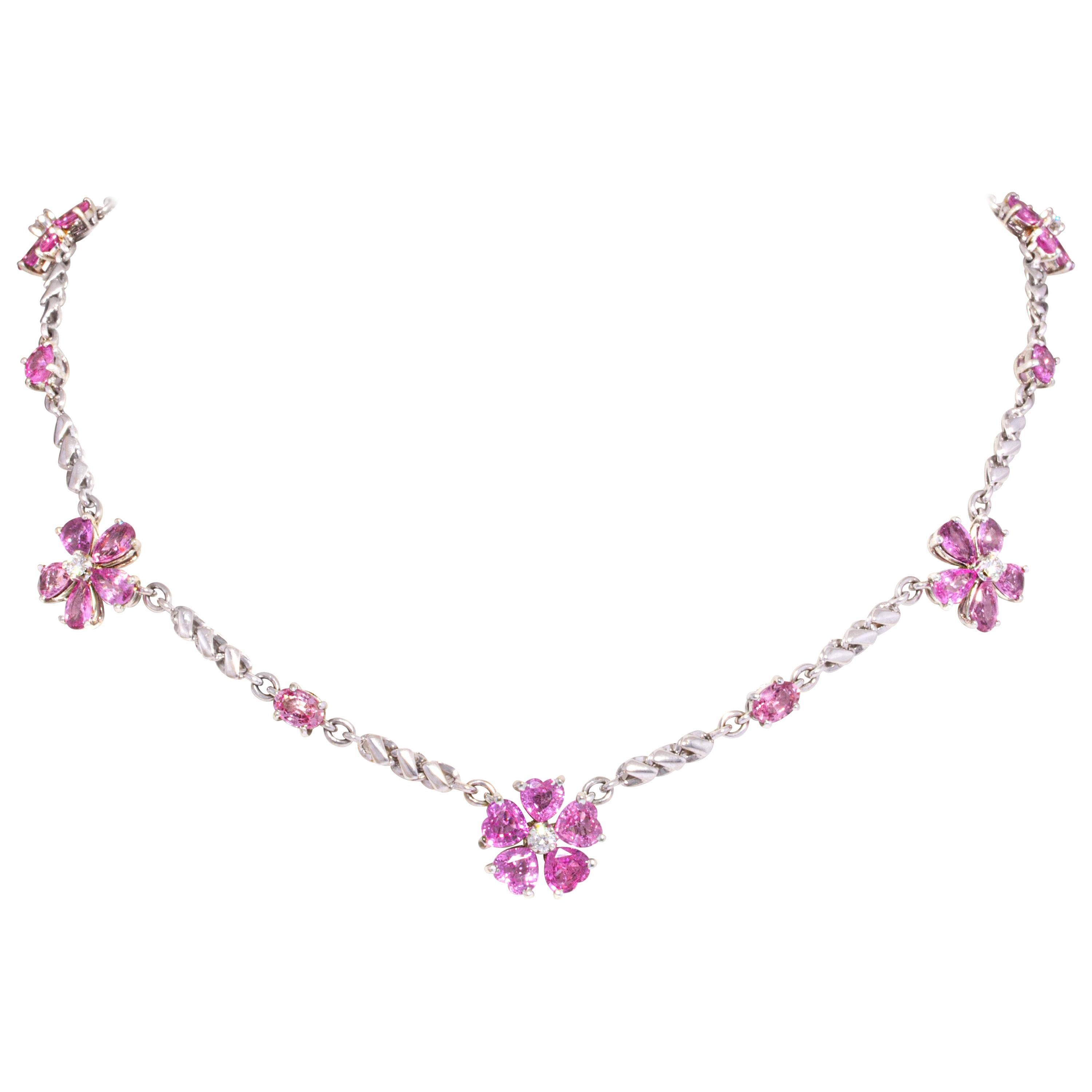 Ella Gafter Heart Shape Sapphire Diamond Necklace For Sale