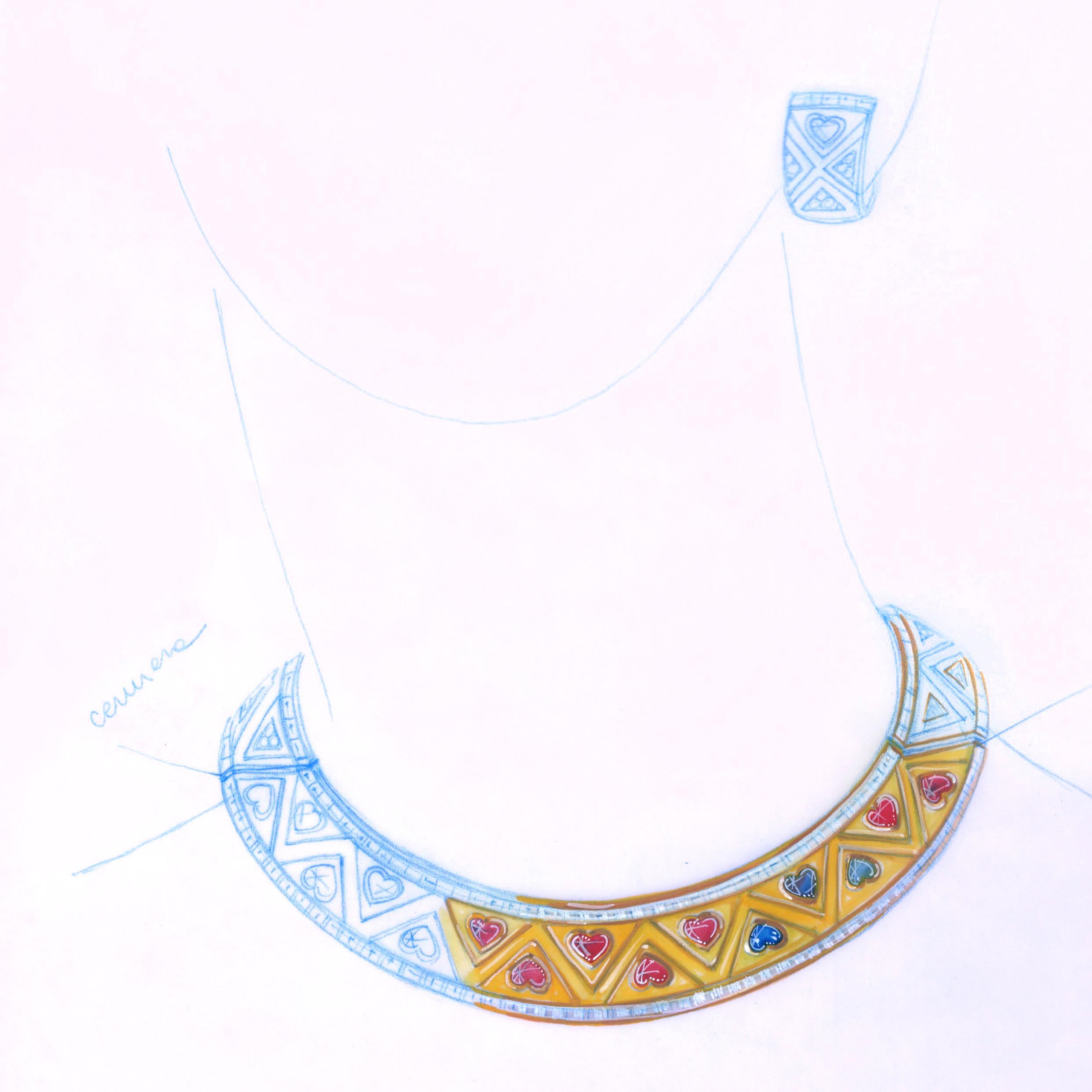 Ella Gafter Rubin-Halskette in Herzform mit Diamanten  (Künstler*in) im Angebot