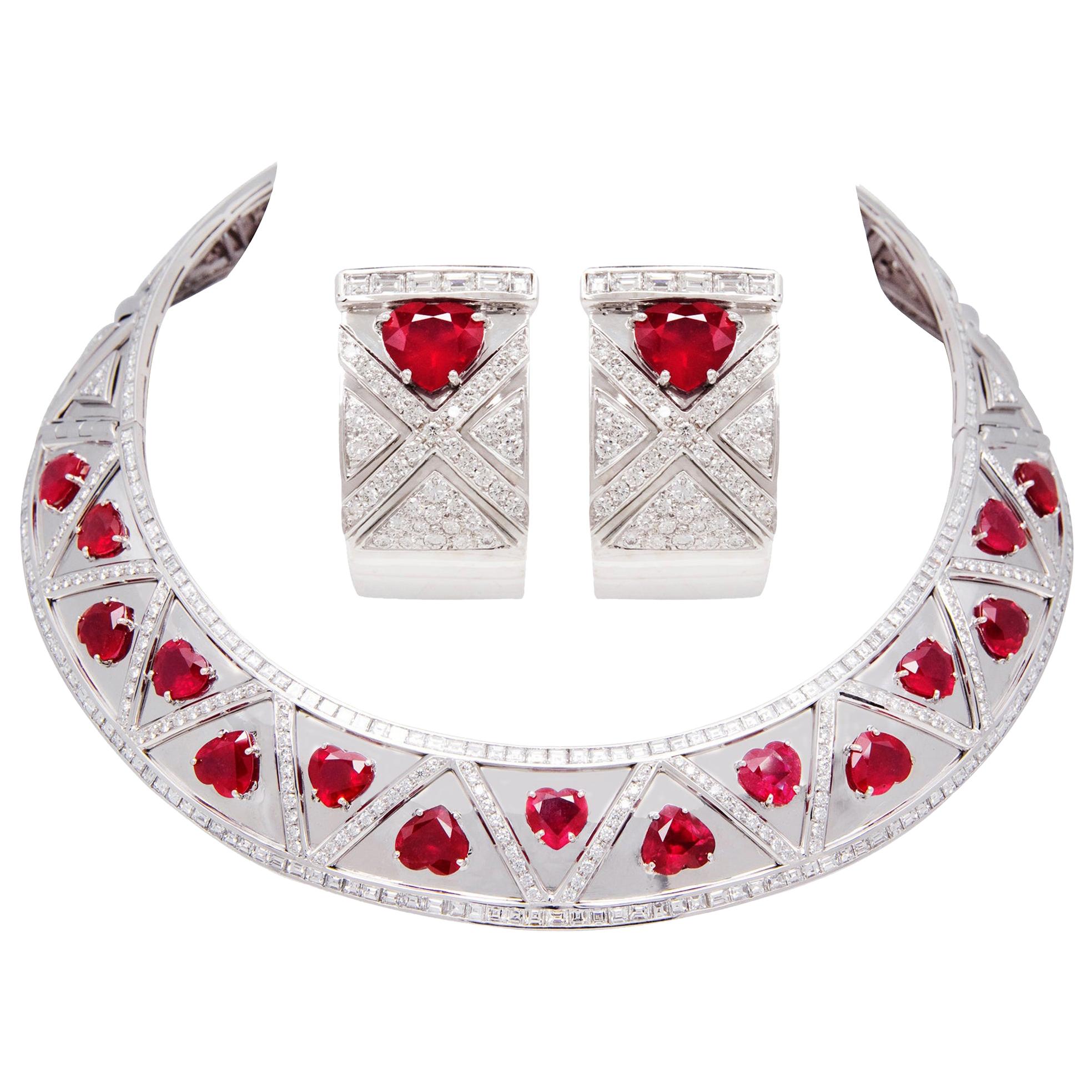 Ella Gafter Rubin-Halskette in Herzform mit Diamanten  im Angebot