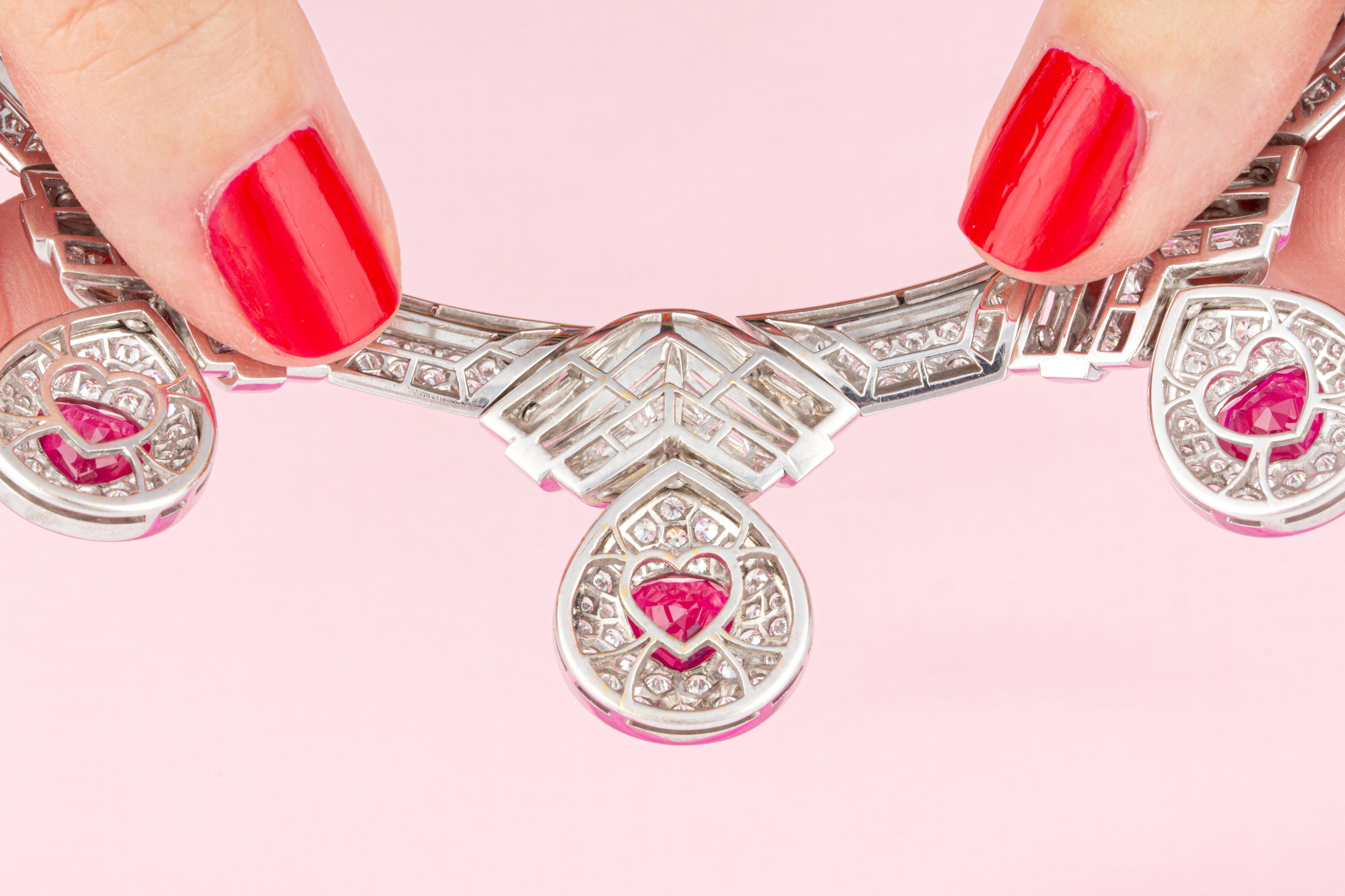 Ella Gafter Herzform Rubin-Diamant-Halskette im Angebot 1