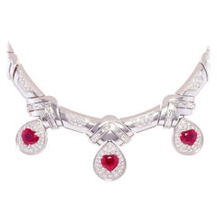 Ella Gafter Heart Shape Ruby Diamond Necklace