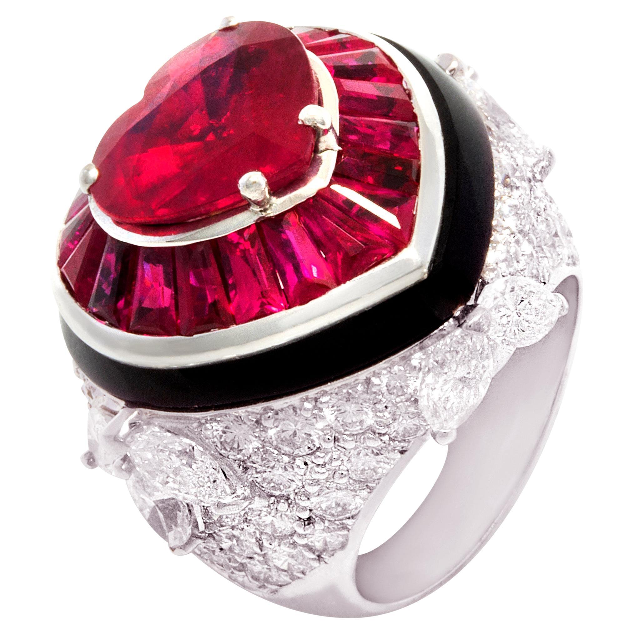 Ella Gafter 5.20 carats Heart Shape Ruby Diamond Ring  For Sale