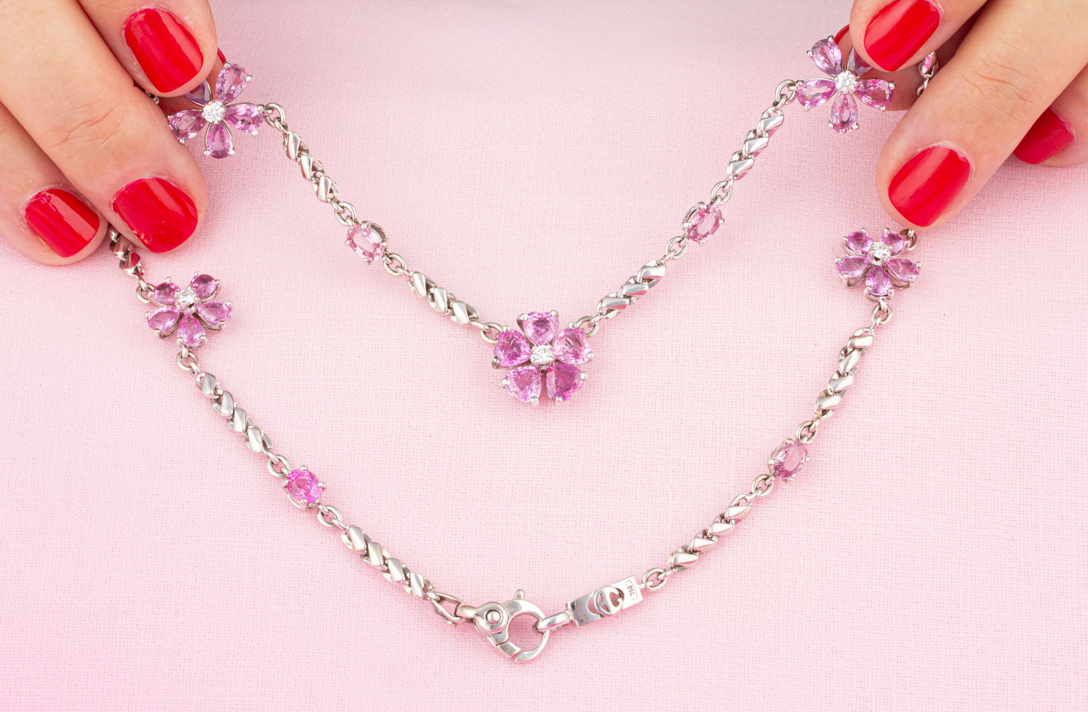 Collana girocollo con zaffiro rosa e diamanti di Ella Gafter in vendita 5