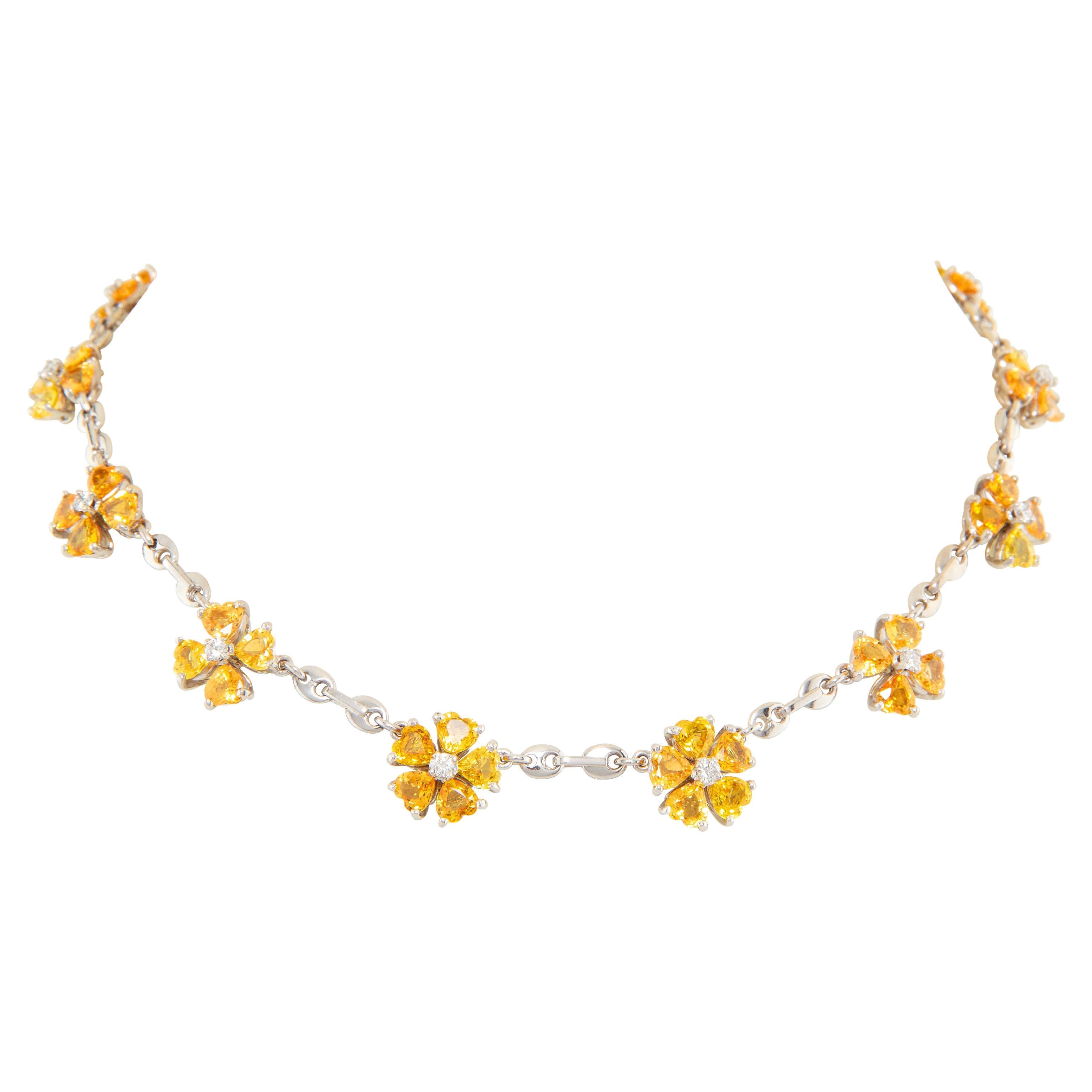 Ella Gafter Heart Shape Yellow Sapphire Diamond Necklace For Sale