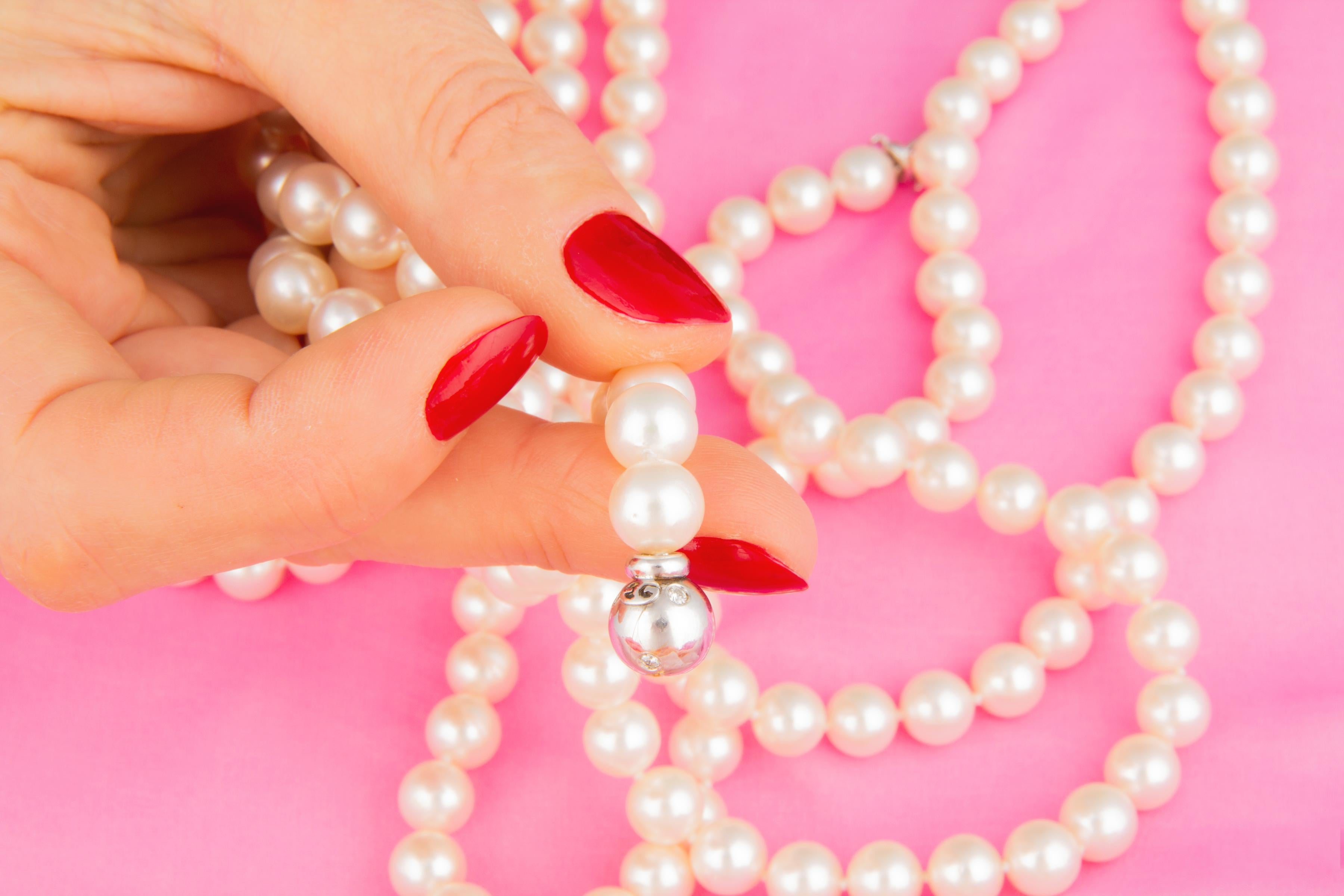 Brilliant Cut Ella Gafter Long Multistrand Pearl Necklace For Sale