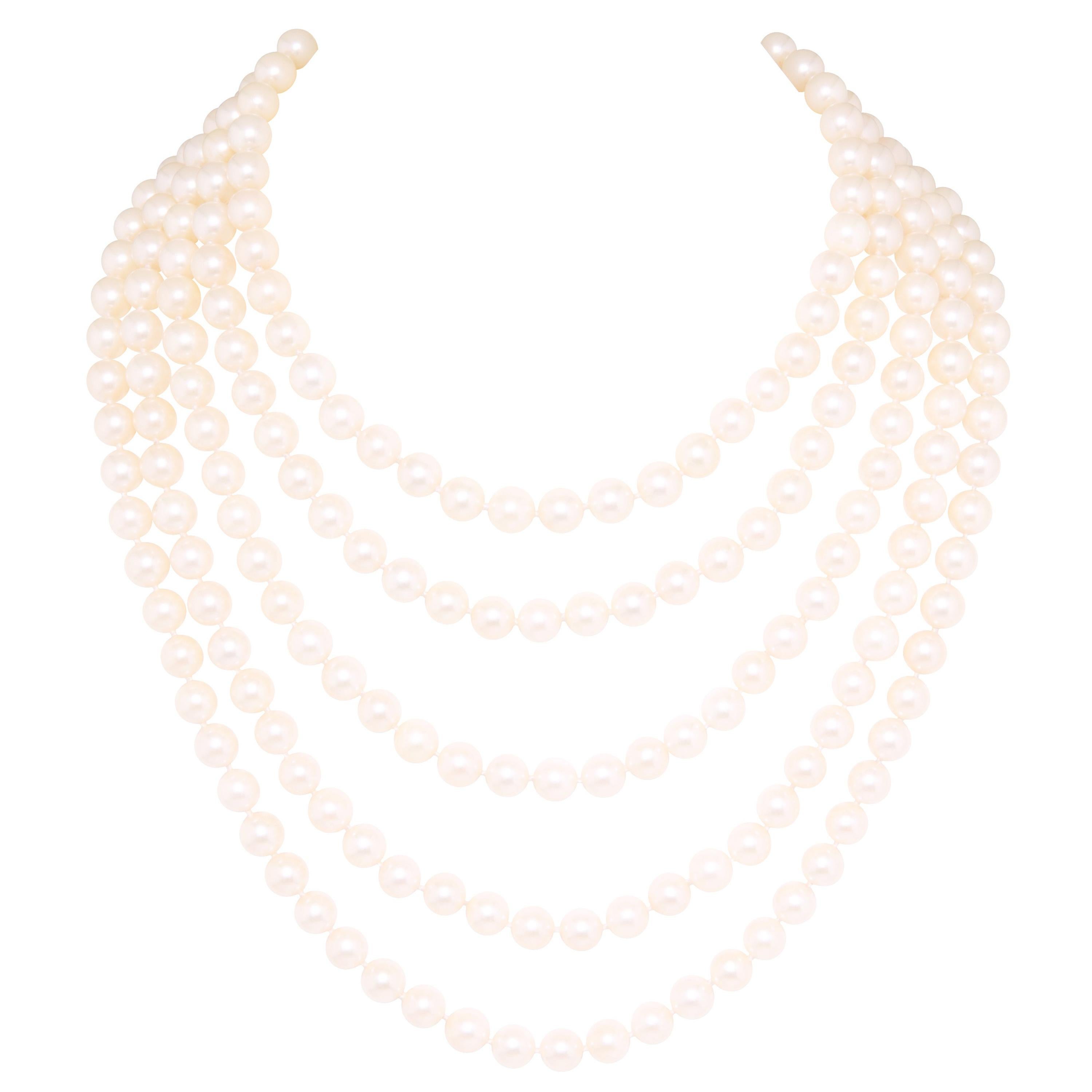 Ella Gafter Japanese Akoya Strand Pearl Necklace For Sale