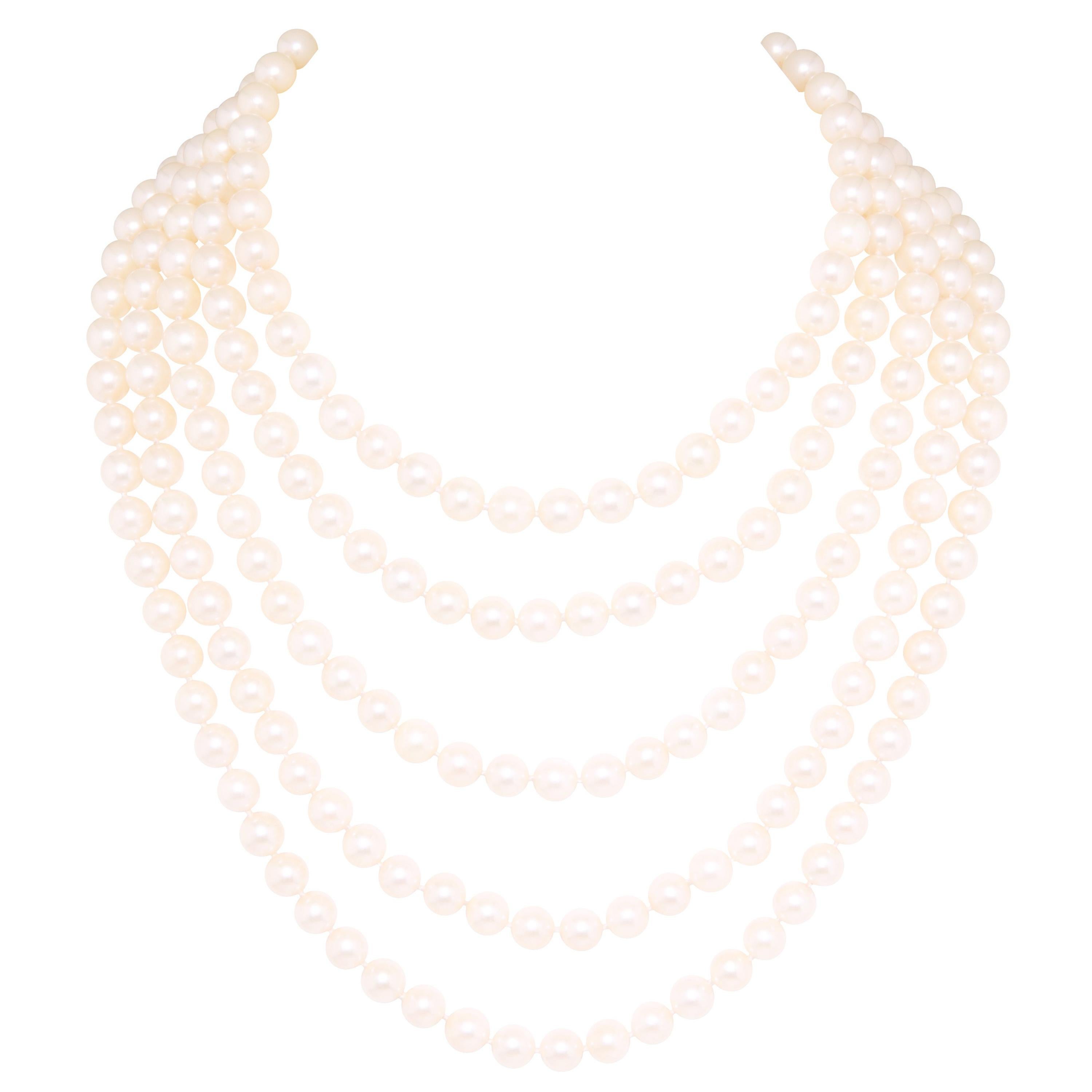 Pearl Necklace 5 strands 7.5mm Design by Ella Gafter