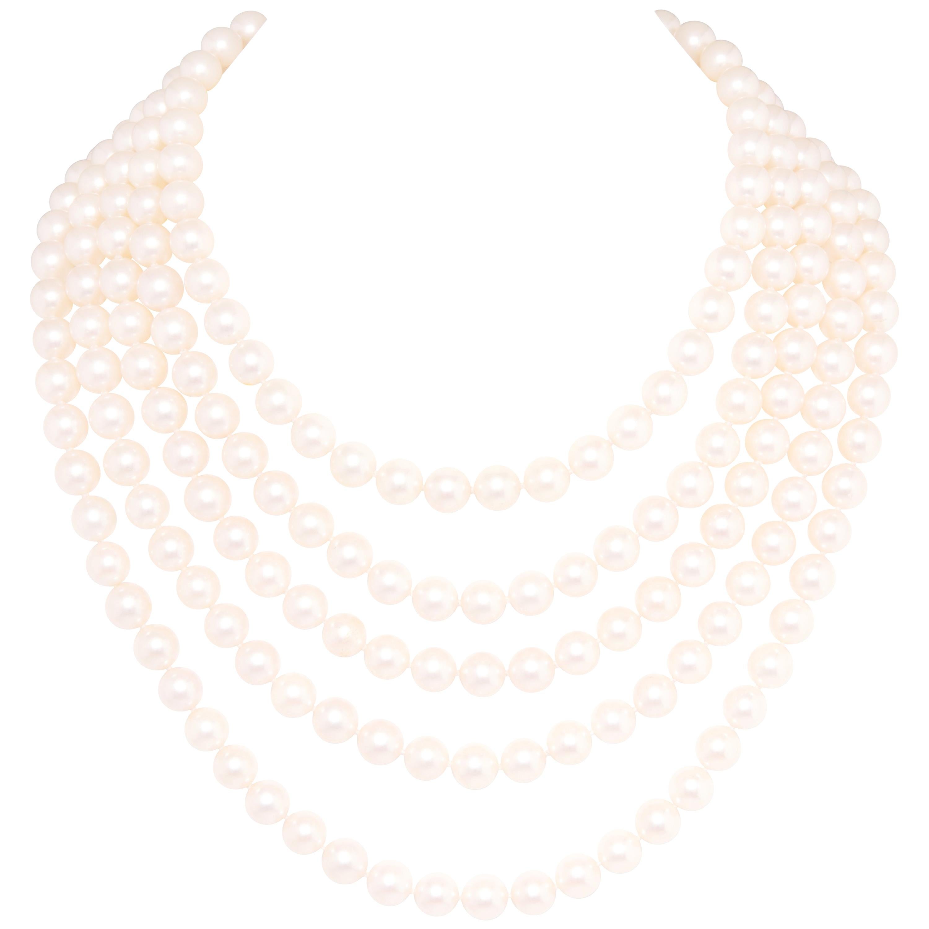 Pearl Necklace 5 strands 8mm Design by Ella Gafter