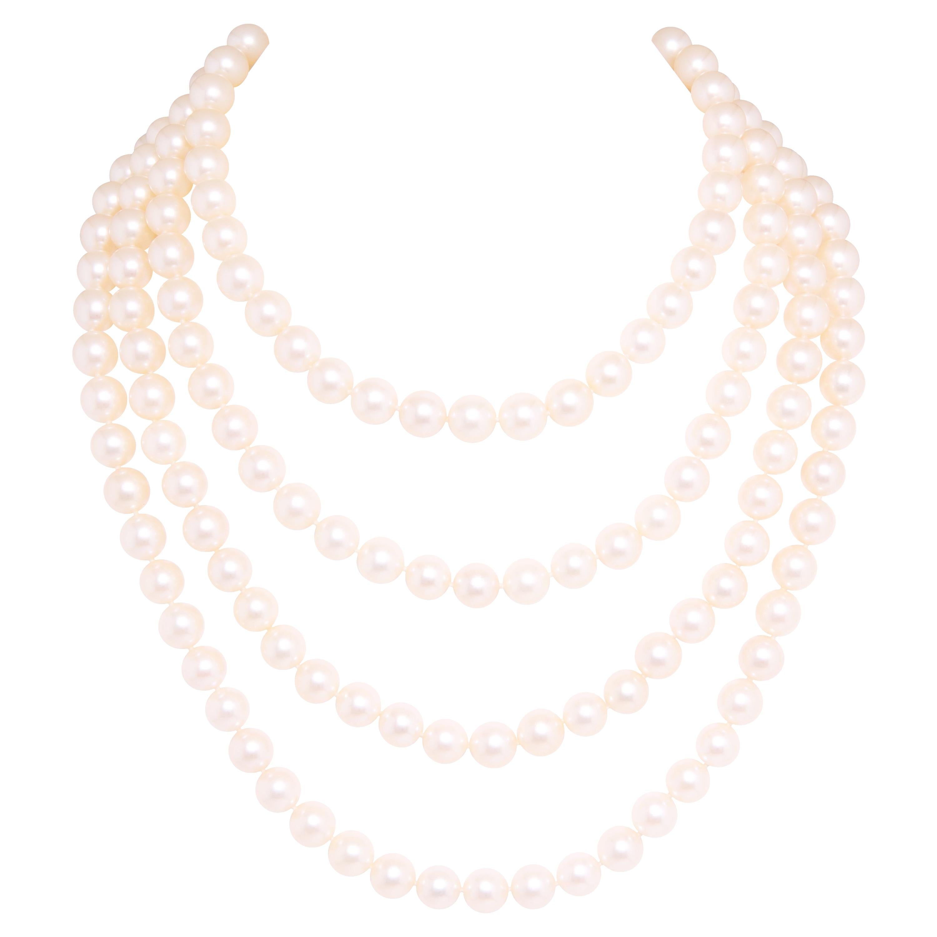 Ella Gafter Japanese Long Multistrand Pearl Necklace For Sale