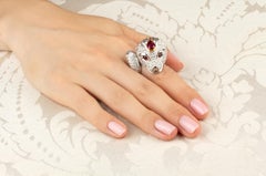 Leo Zodiac Cocktail Ring Diamonds Ruby Design by Ella Gafter