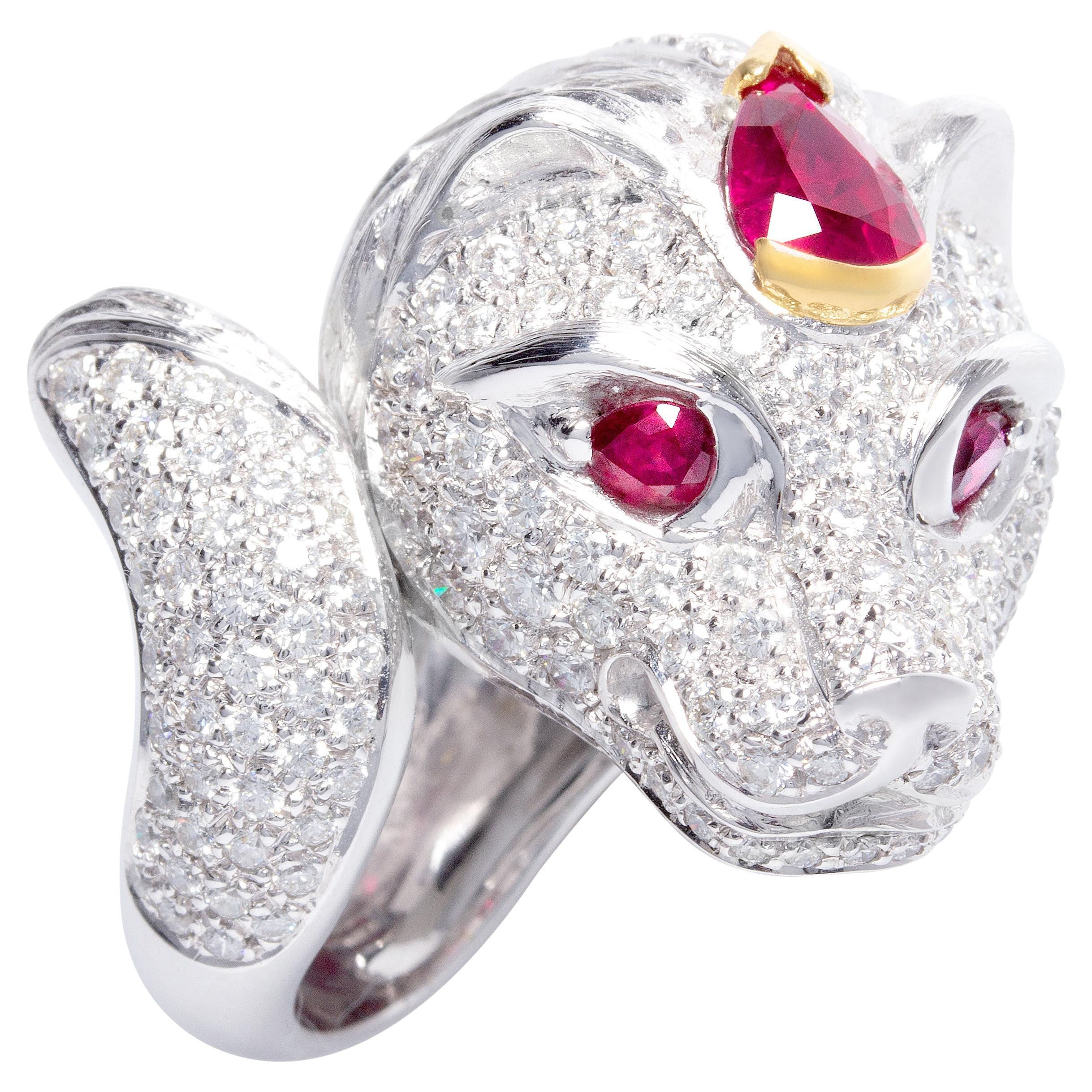 Ella Gafter Leo Diamond Ruby Zodiac Ring For Sale