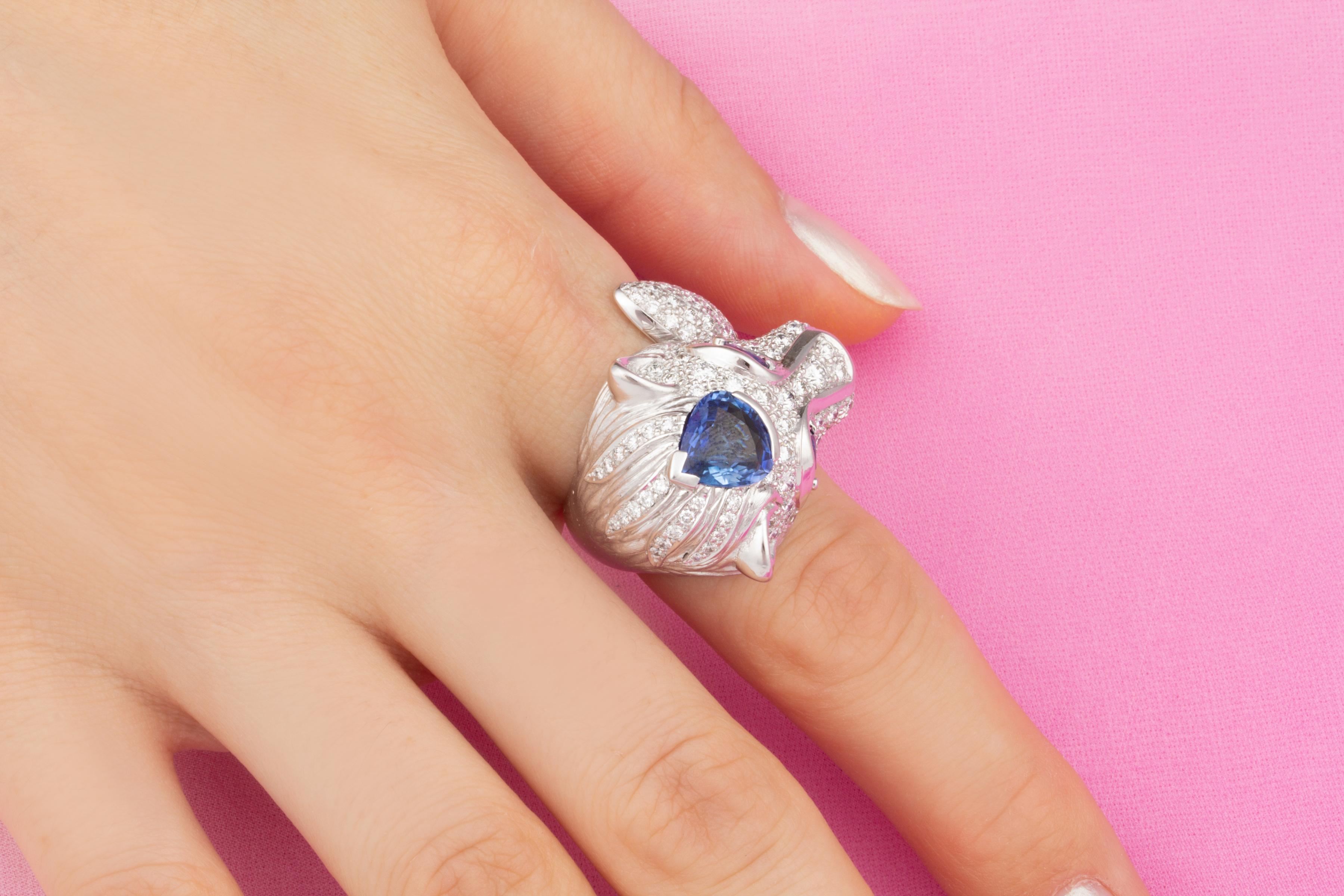 Women's or Men's Ella Gafter Leo Diamond Zodiac Ring For Sale