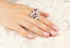 Leo Zodiac Cocktail Ring Pink Sapphire Diamonds Design by Ella Gafter