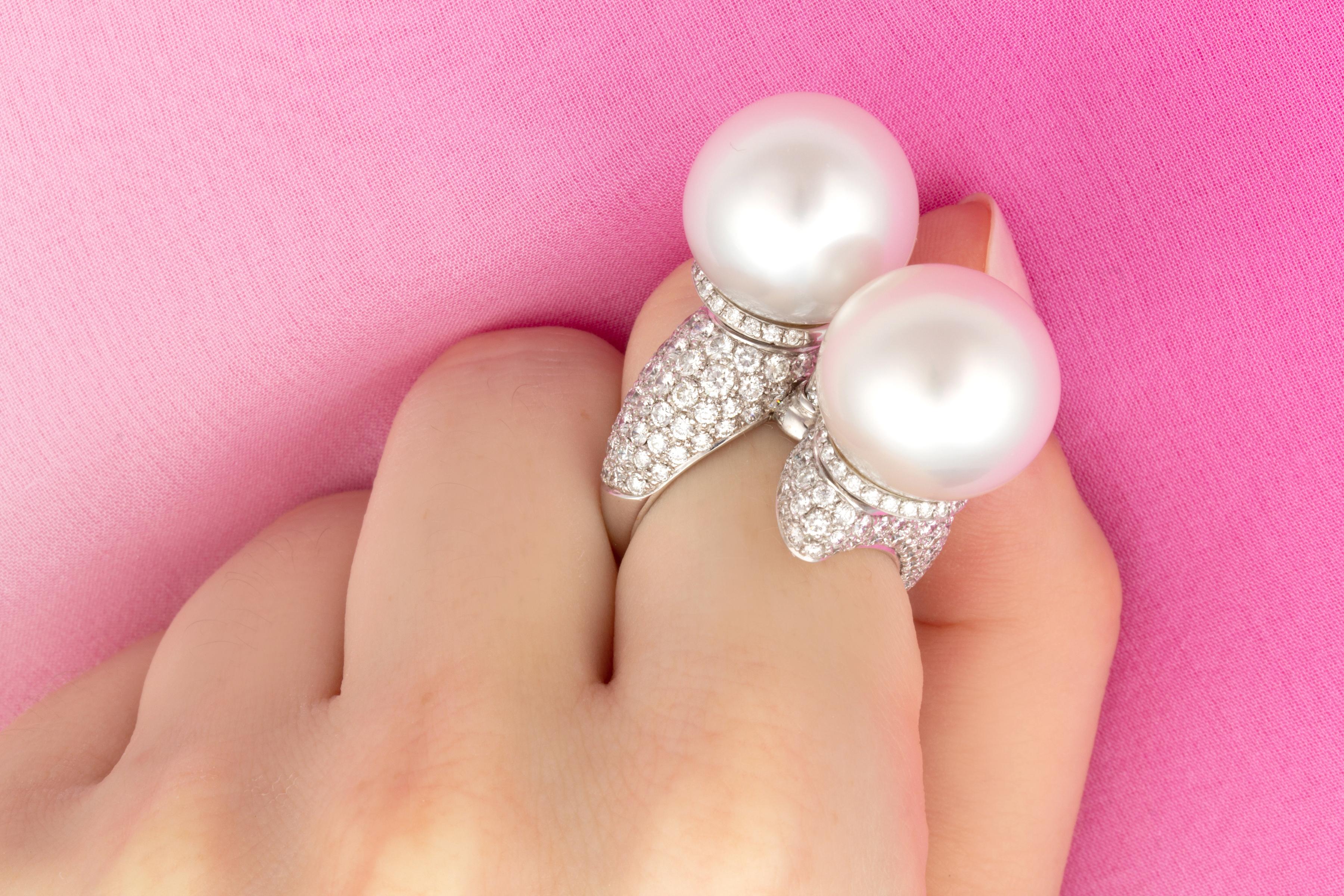 Women's Ella Gafter Libra Pearl Diamond Zodiac Ring For Sale