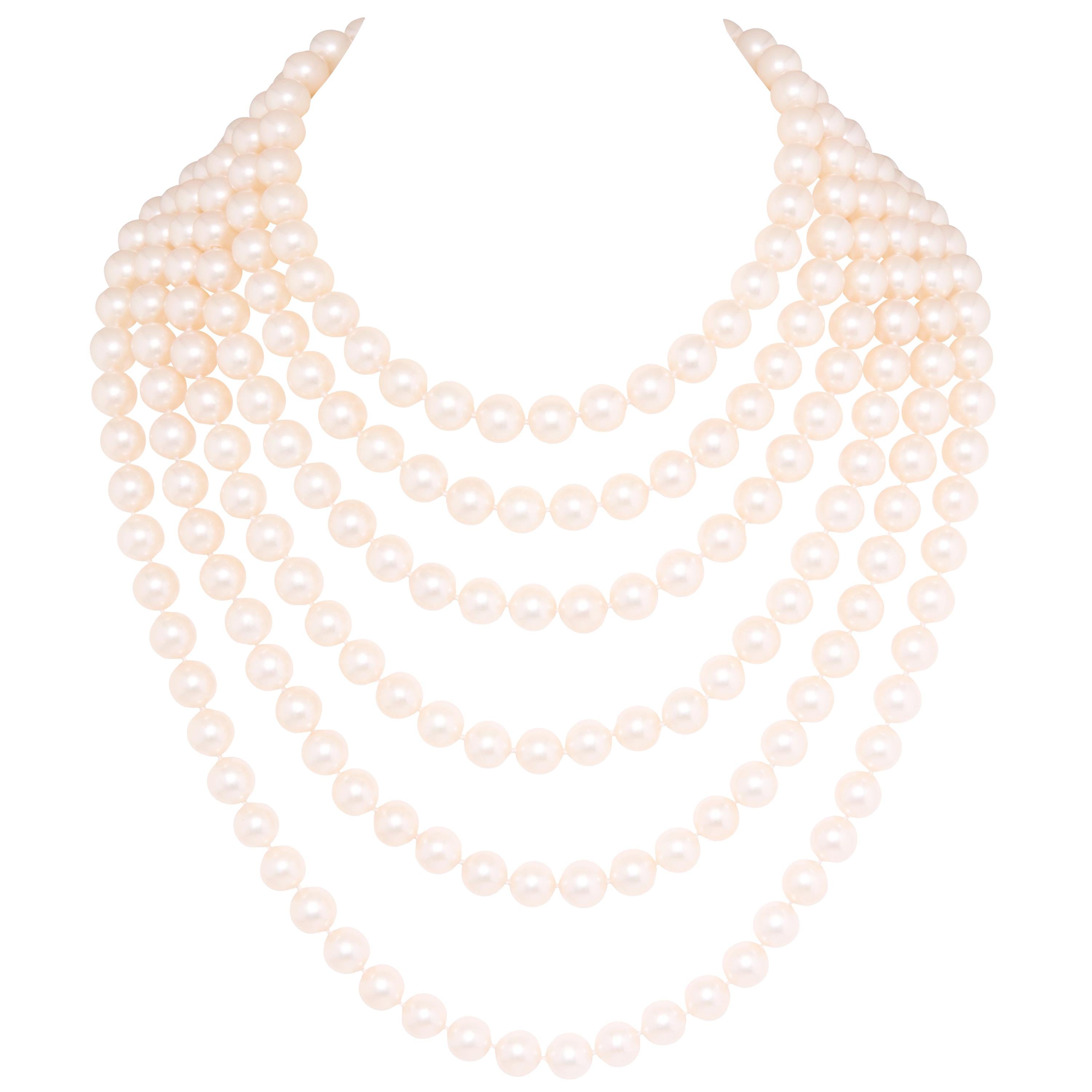 Pearl Necklace 6 strands 8.5mm Design by Ella Gafter